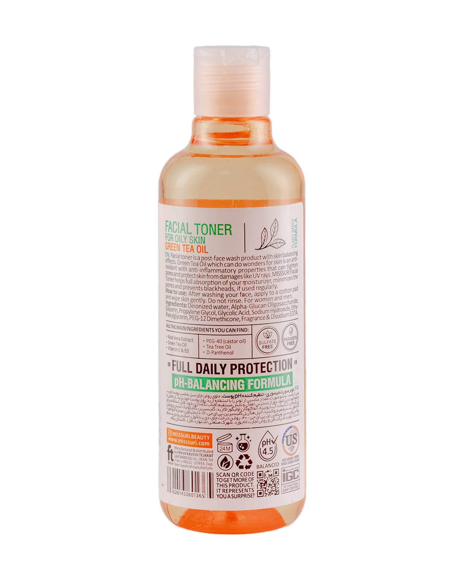 تونر صورت میسوری Misssuri مناسب پوست چرب حجم 260ml