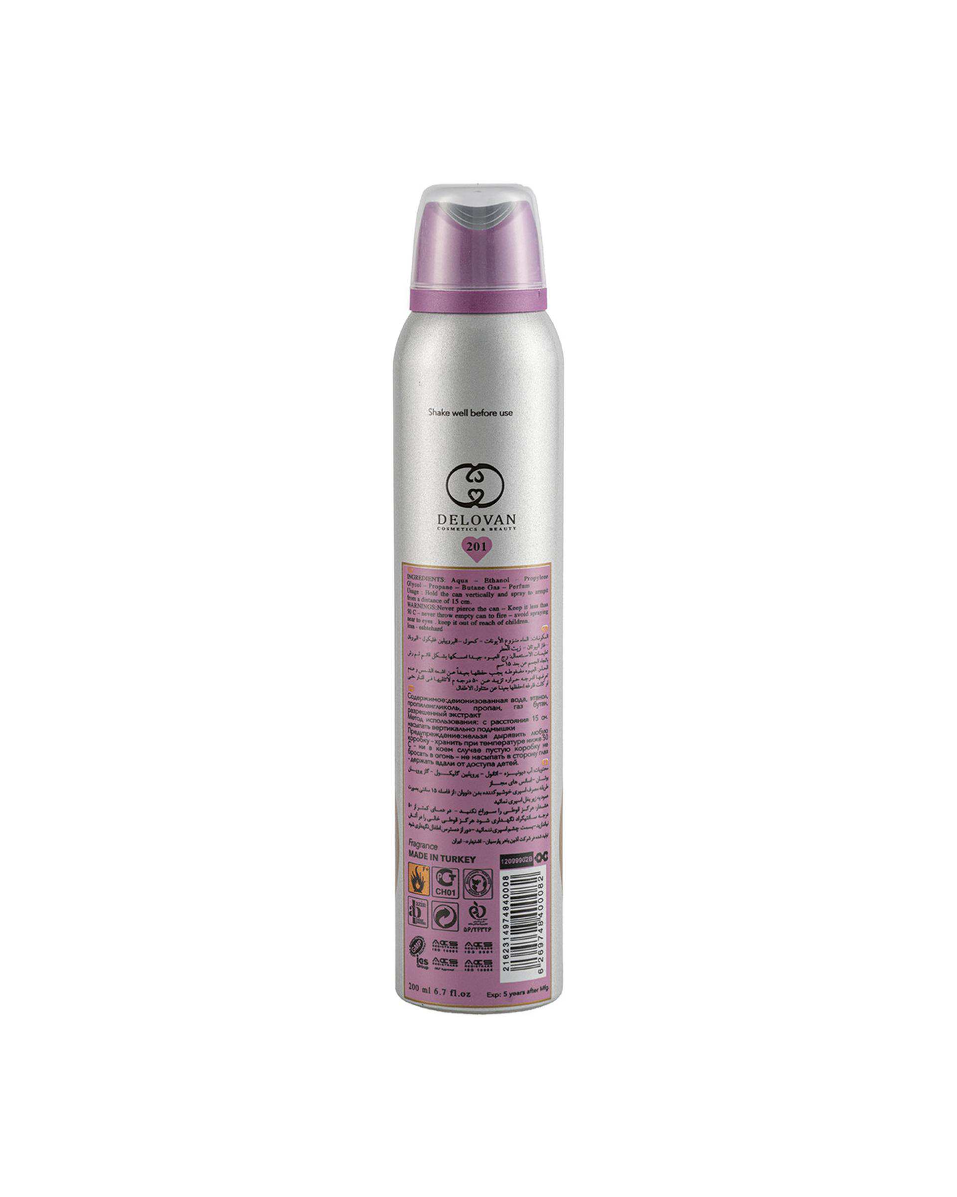اسپری بدن زنانه دلوان Delvan مدل Chance Chanel 201 حجم 200ml