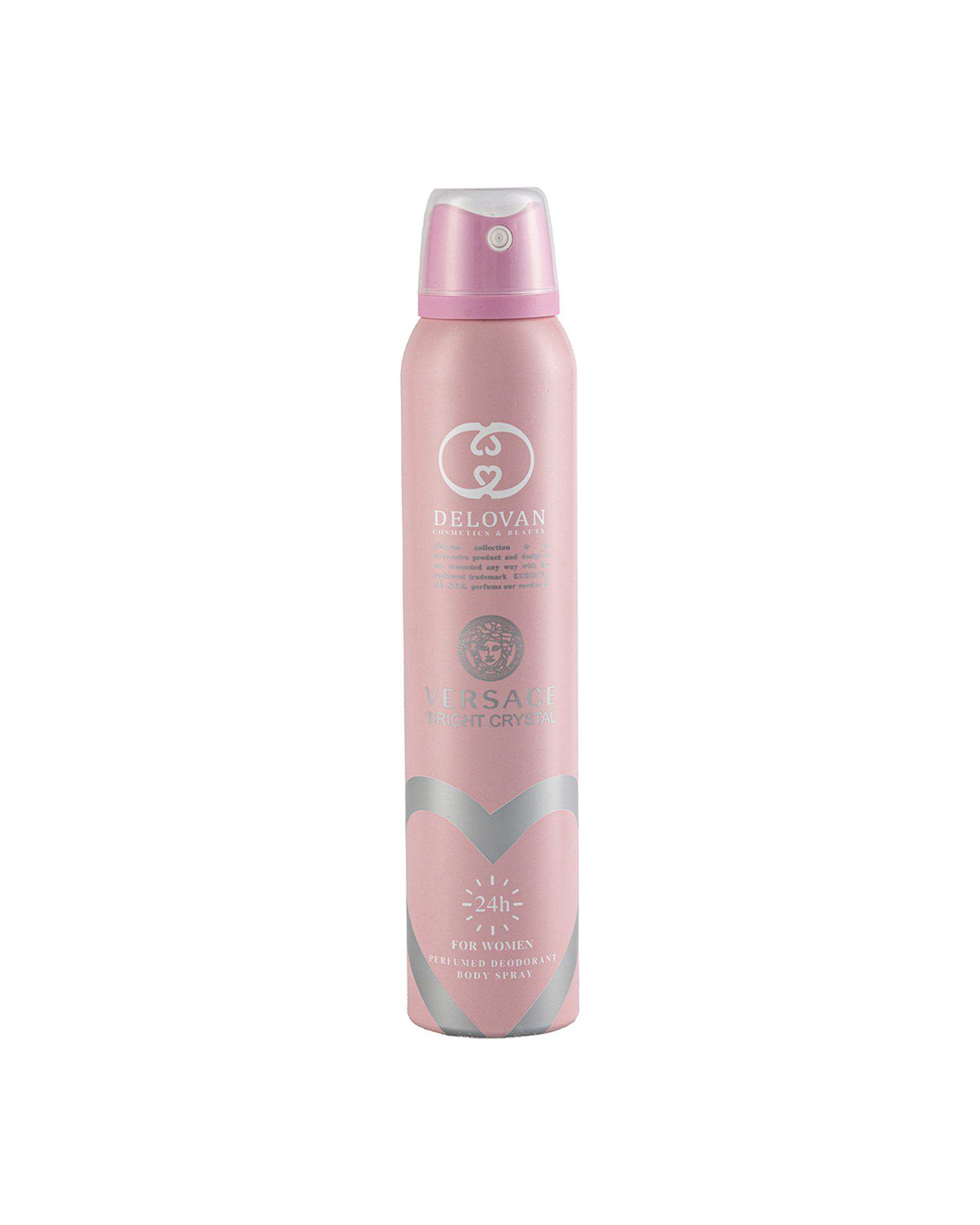 اسپری بدن زنانه دلوان Delvan مدل Versace Bright Crystal 205 حجم 200ml