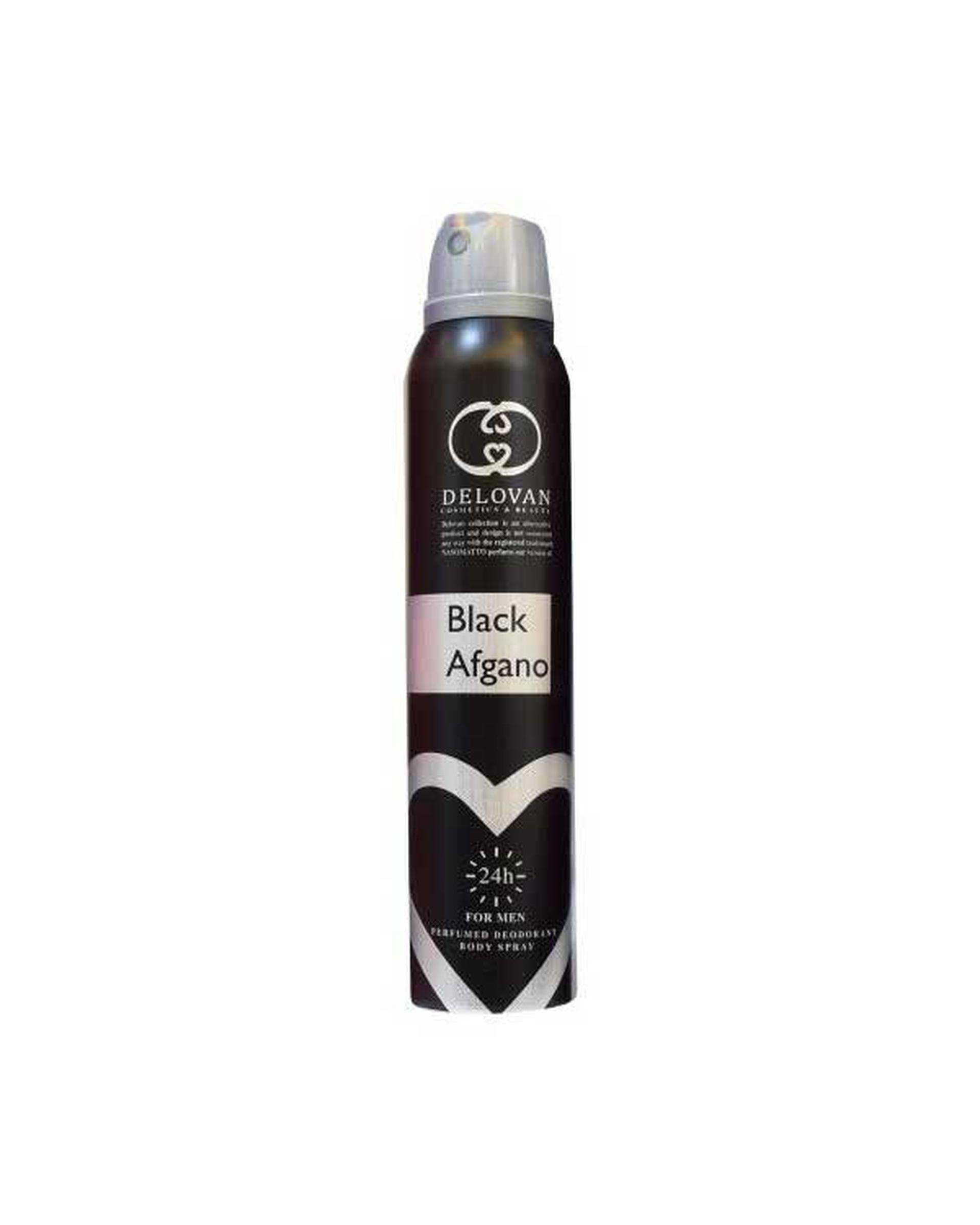 اسپری بدن مردانه دلوان Delvan مدل black afgano 101 حجم 200ml