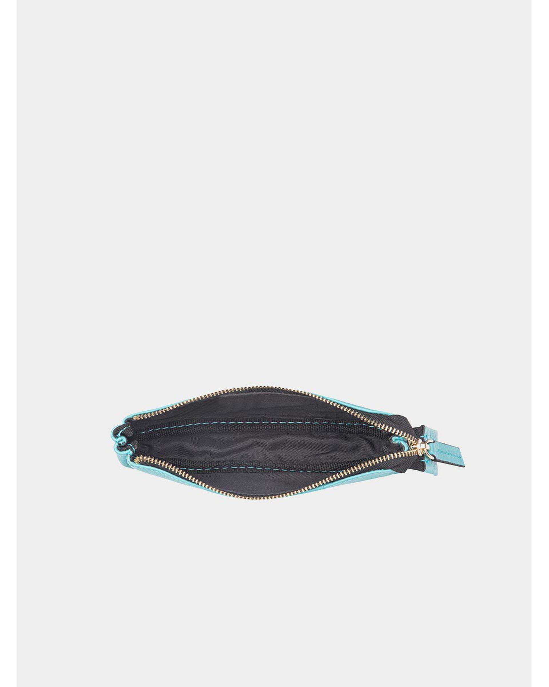 کیف چرم آرایشی آبی فیروزه ای نوین چرم Novin Leather مدل آسا CBX0340