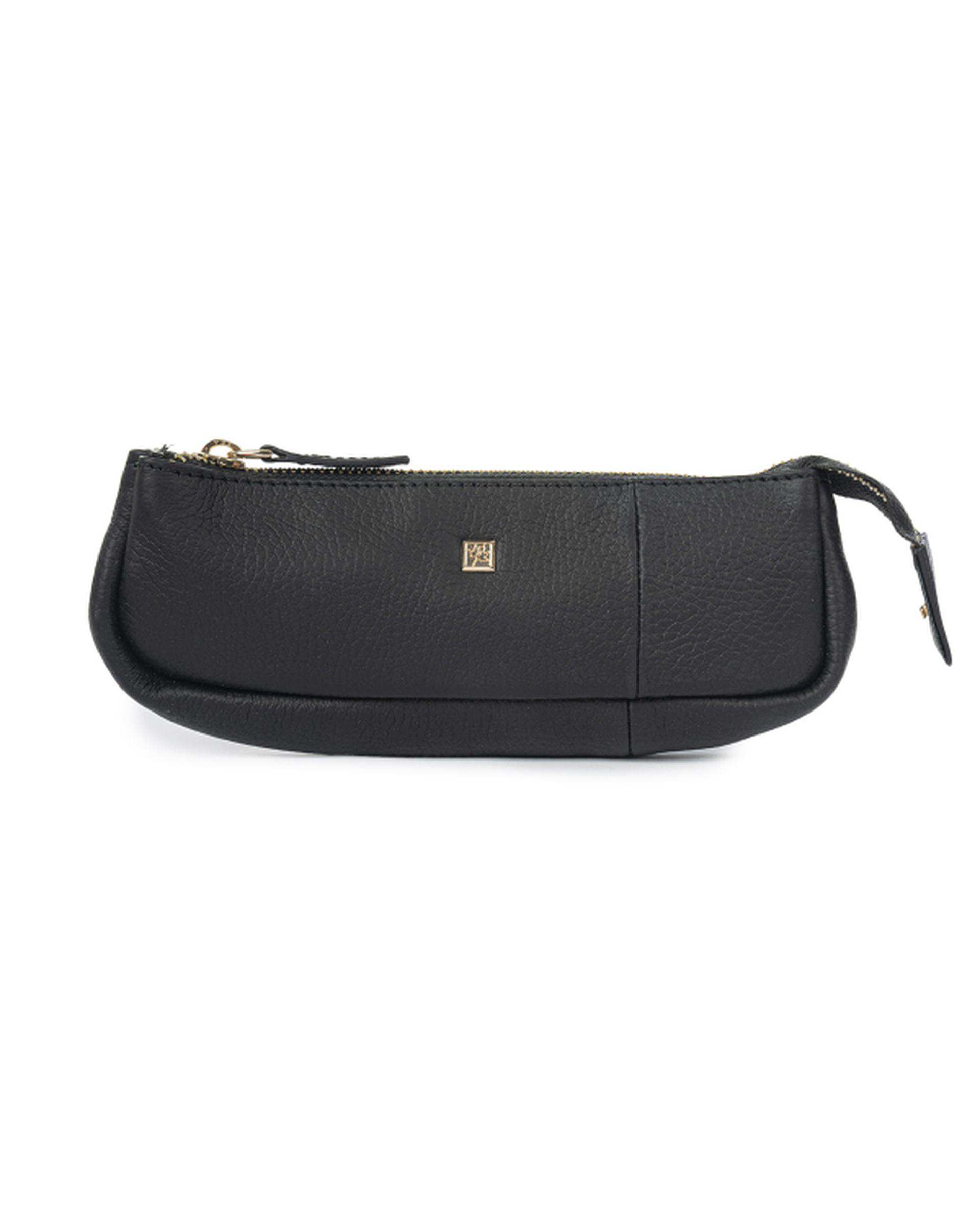 کیف چرم آرایشی مشکی نوین چرم Novin Leather مدل آسا CBX0340