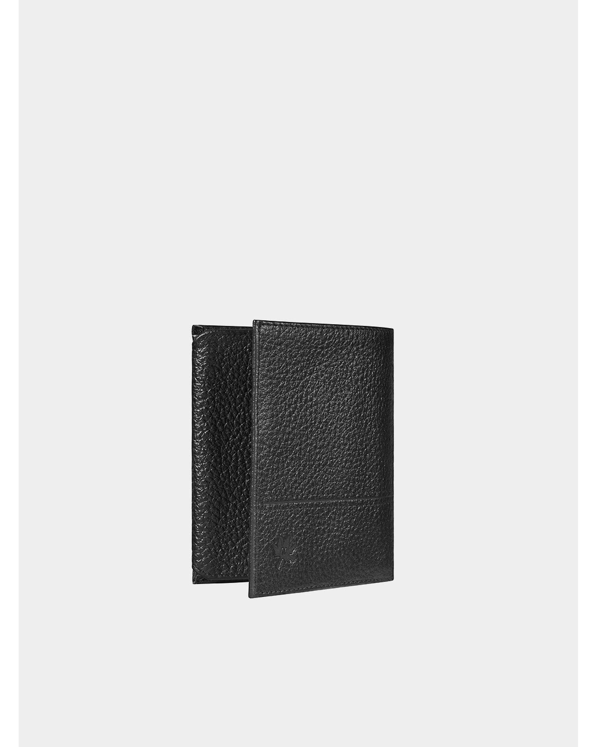 کیف پول چرم مشکی نوین چرم Novin Leather مدل سه آلبوم اسرار Fm- PE2529