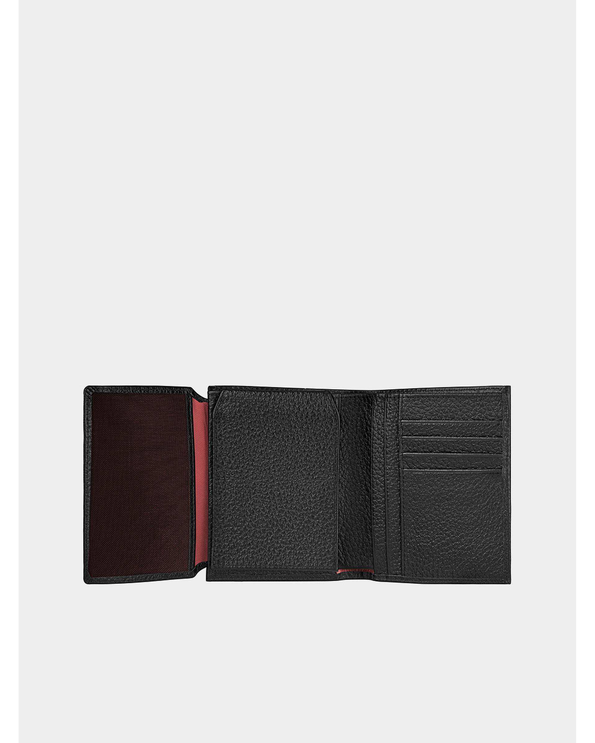 کیف پول چرم مشکی نوین چرم Novin Leather مدل سه آلبوم اسرار Fm- PE2529