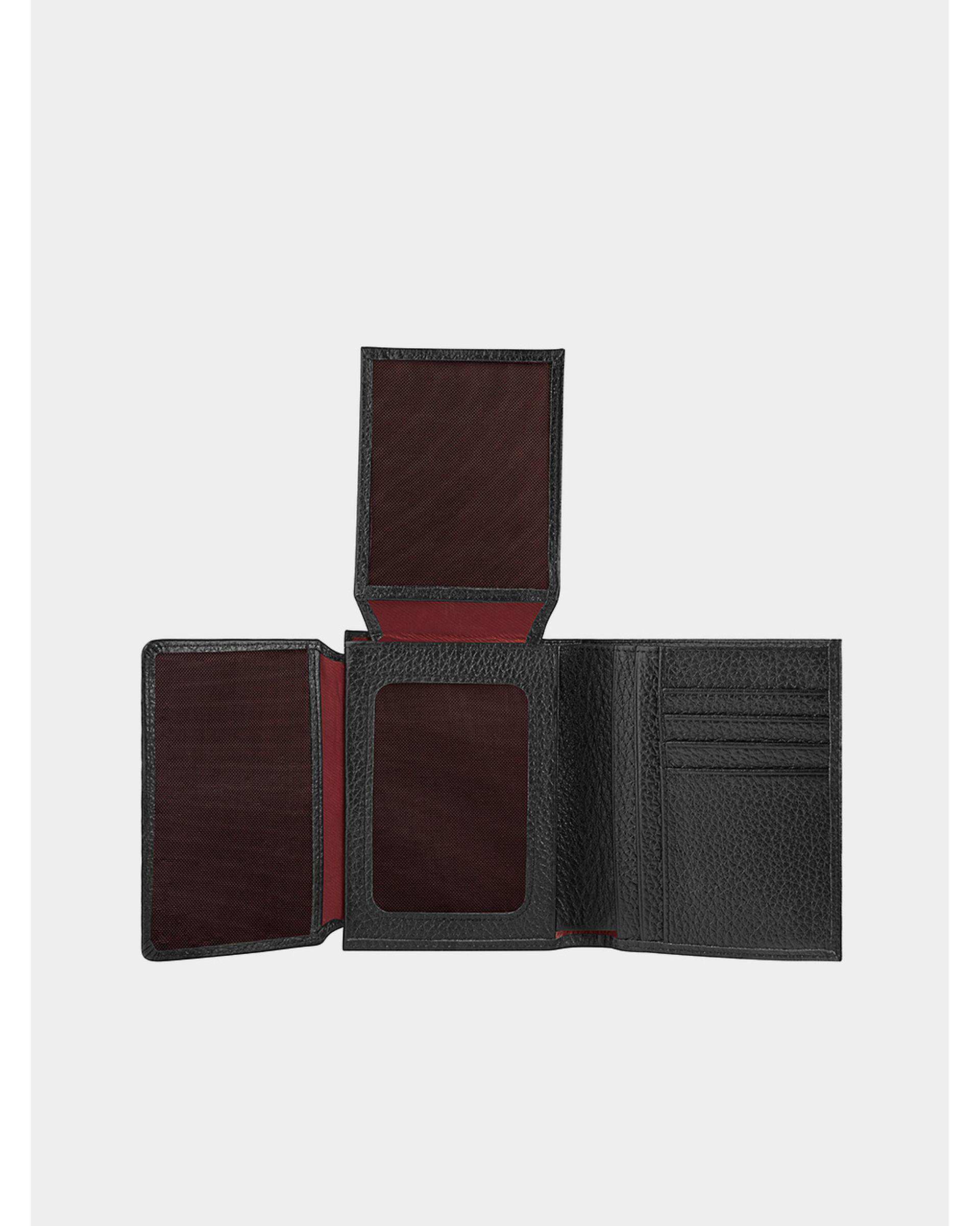 کیف پول چرم مشکی نوین چرم Novin Leather مدل سه آلبوم اسرار Fm- PE2529