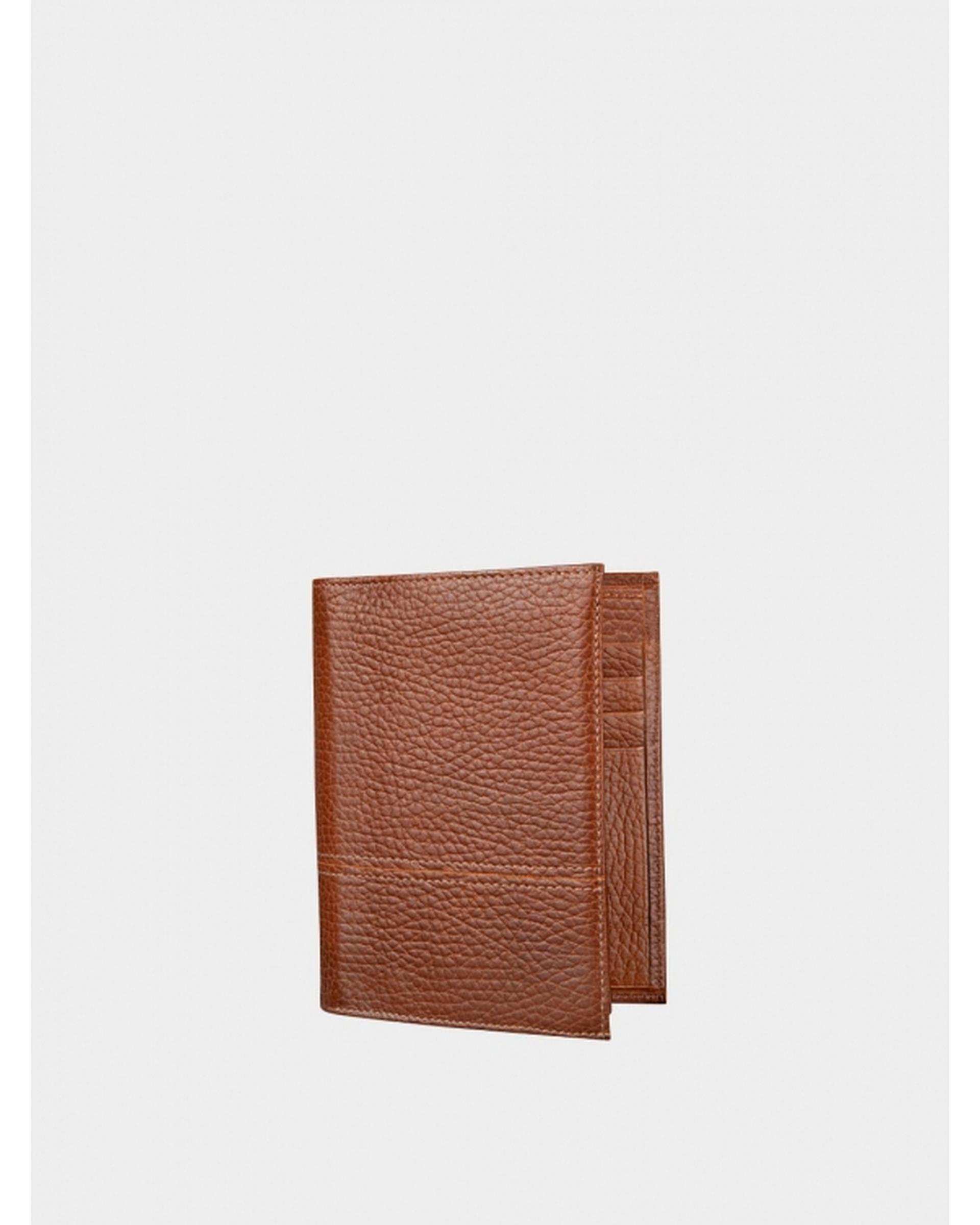 کیف پول چرم عسلی نوین چرم Novin Leather مدل سه آلبوم اسرار Fm- PE2529
