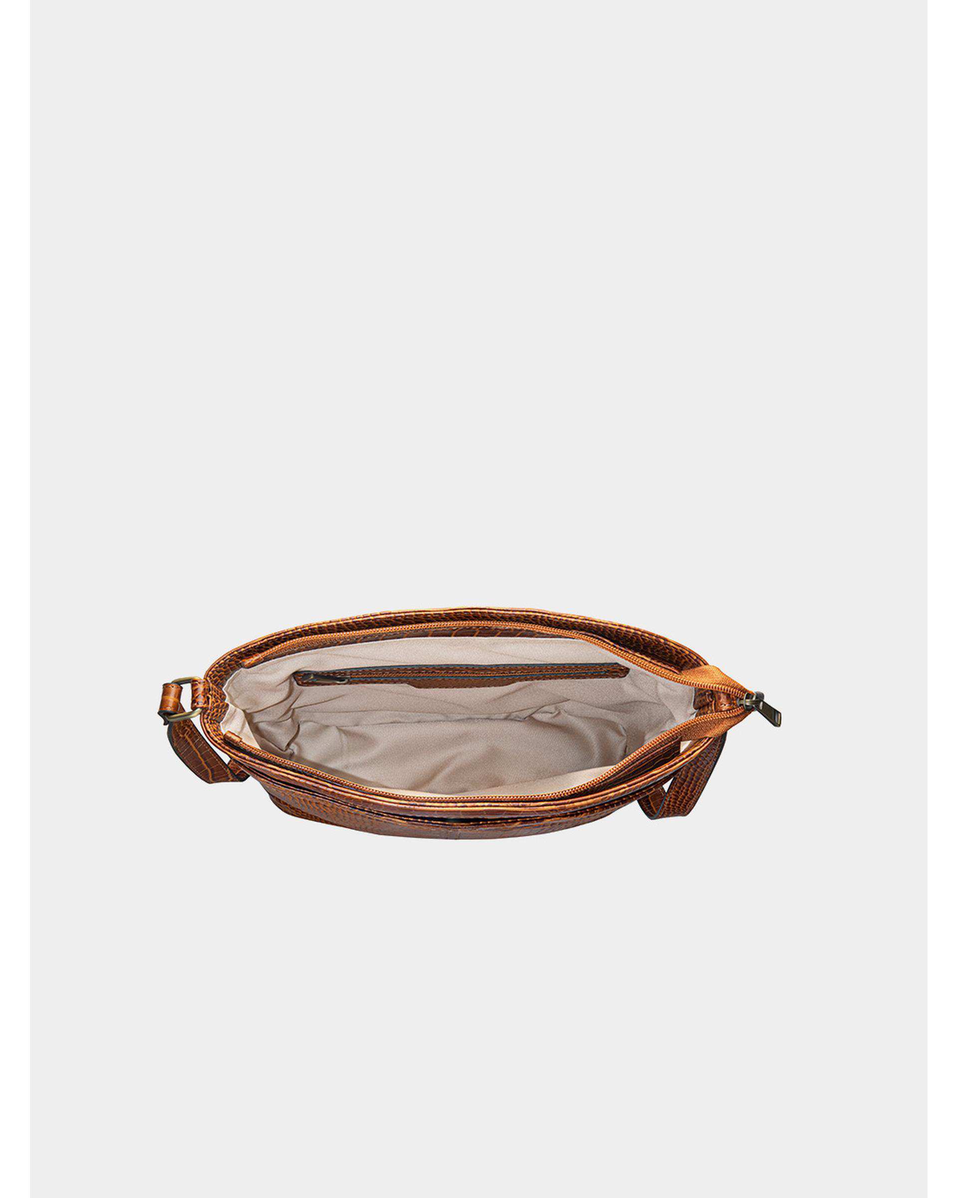کیف چرم دوشی زنانه عسلی نوین چرم Novin Charm مدل خورشید Kc- LHB4359