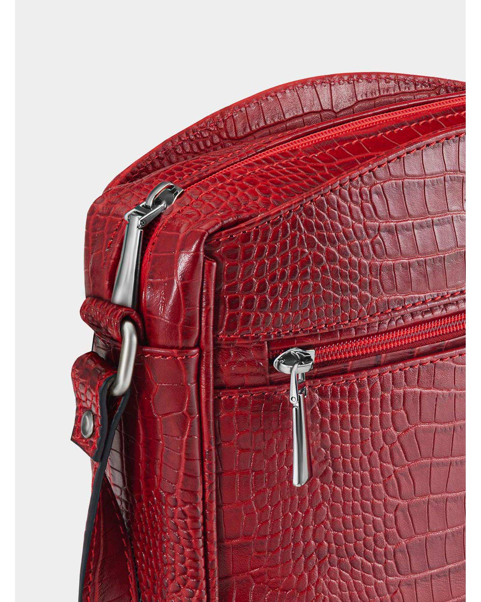 کیف چرم دوشی زنانه قرمز نوین چرم Novin Leather مدل خاتون LHB4025