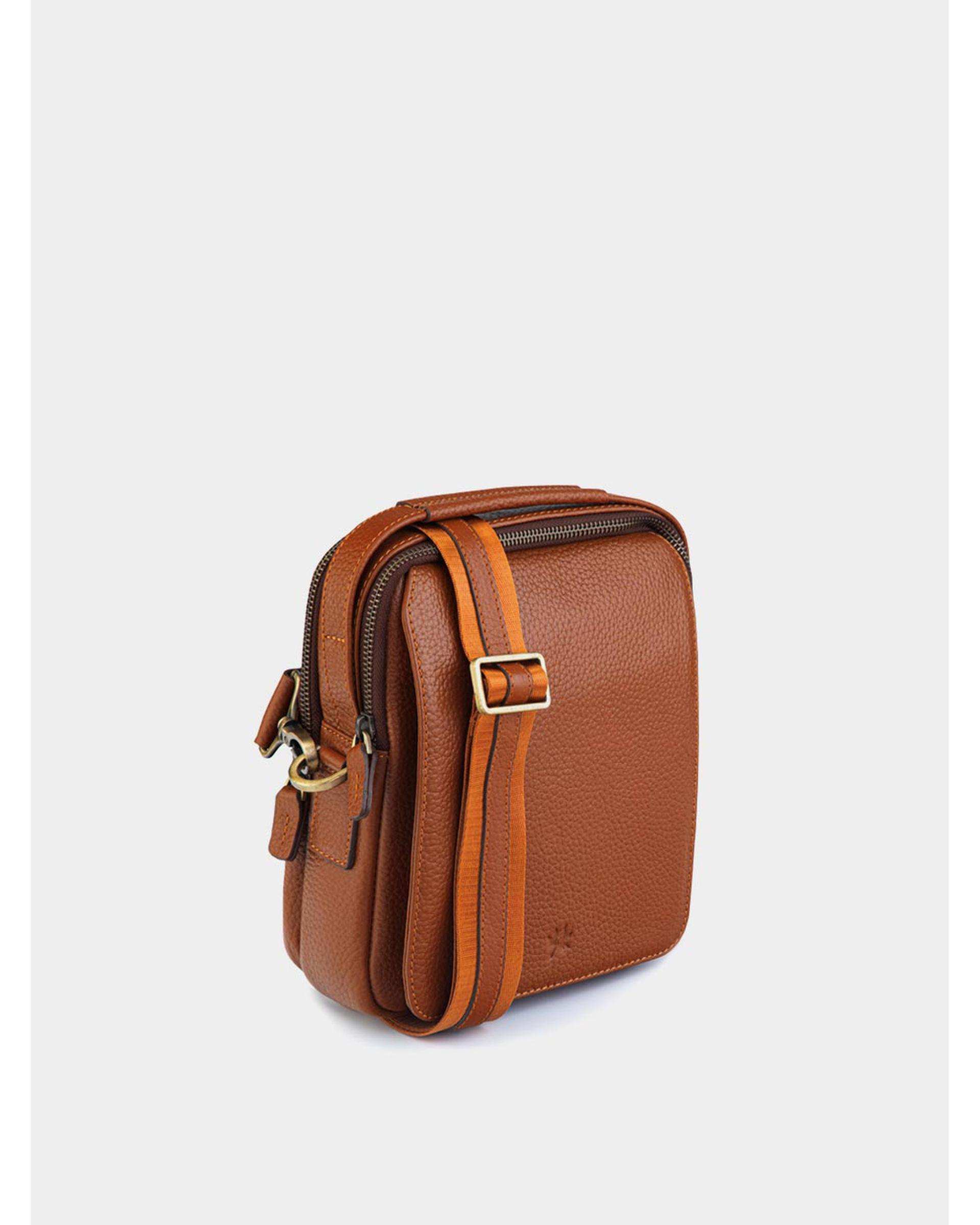 کیف چرم کراس بادی عسلی نوین چرم Novin Leather مدل فاران Fm- MSB3930