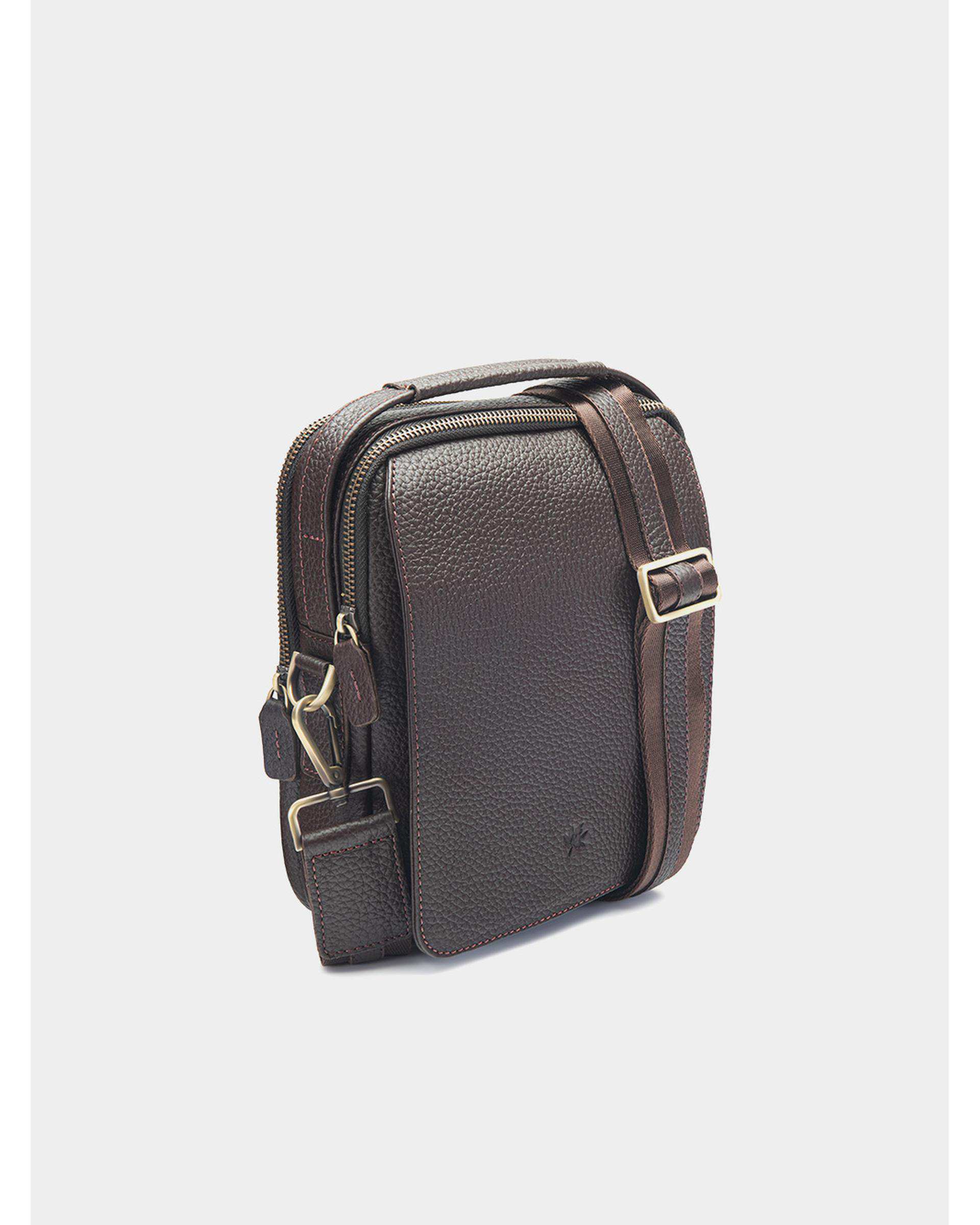 کیف چرم کراس بادی قهوه ای نوین چرم Novin Leather مدل فاران Fm- MSB3930