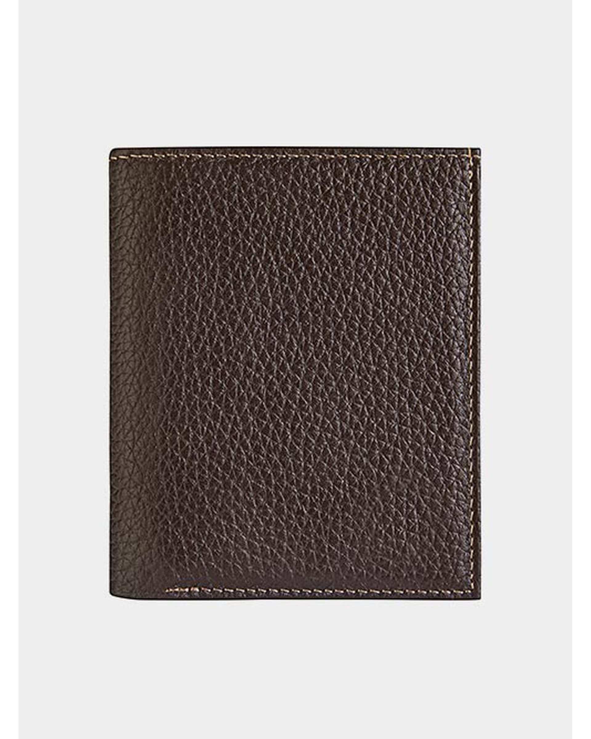کیف پول چرم طبیعی قهوه ای نوین چرم Novin Leather مدل ثارمان PE2548