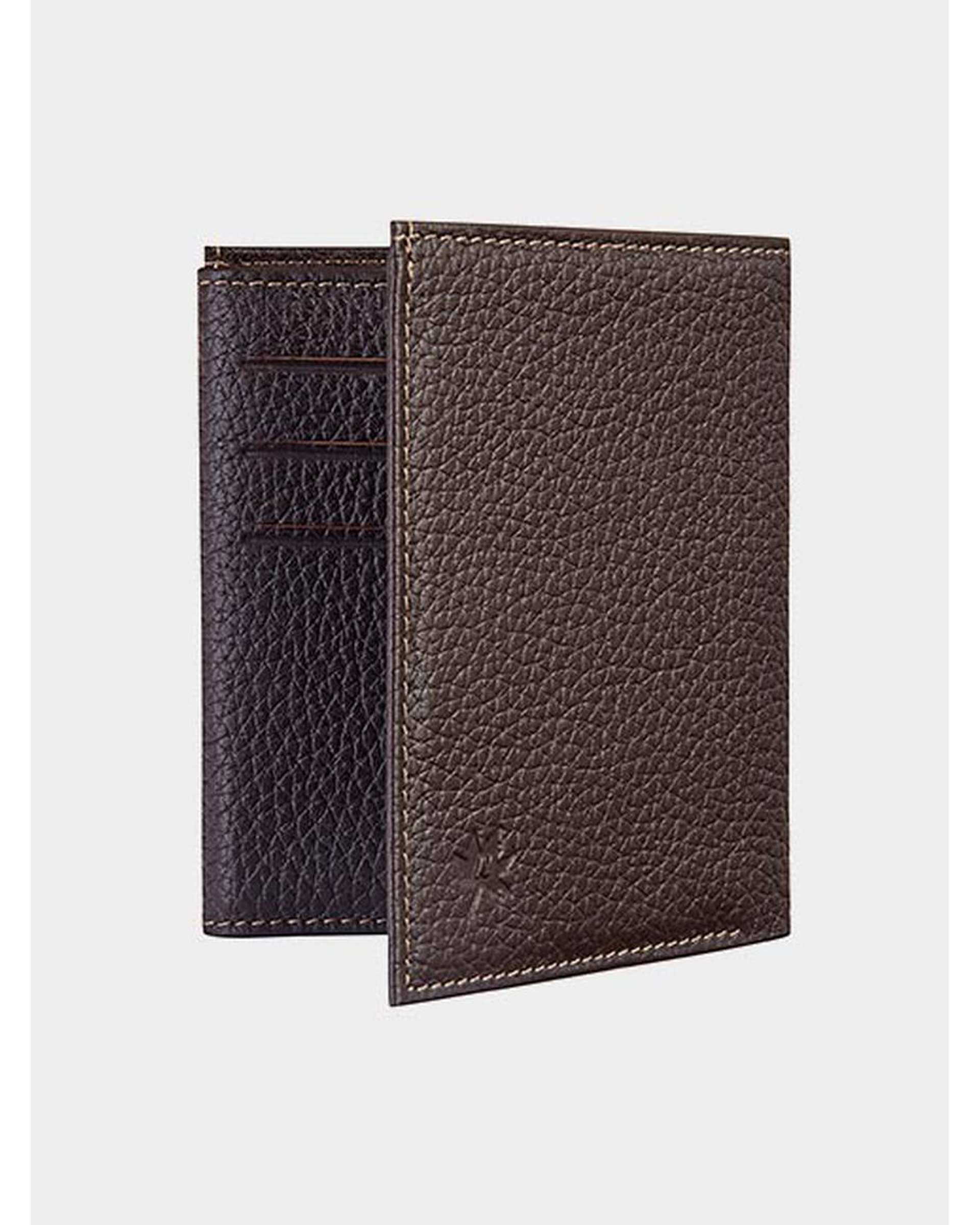 کیف پول چرم طبیعی قهوه ای نوین چرم Novin Leather مدل ثارمان PE2548