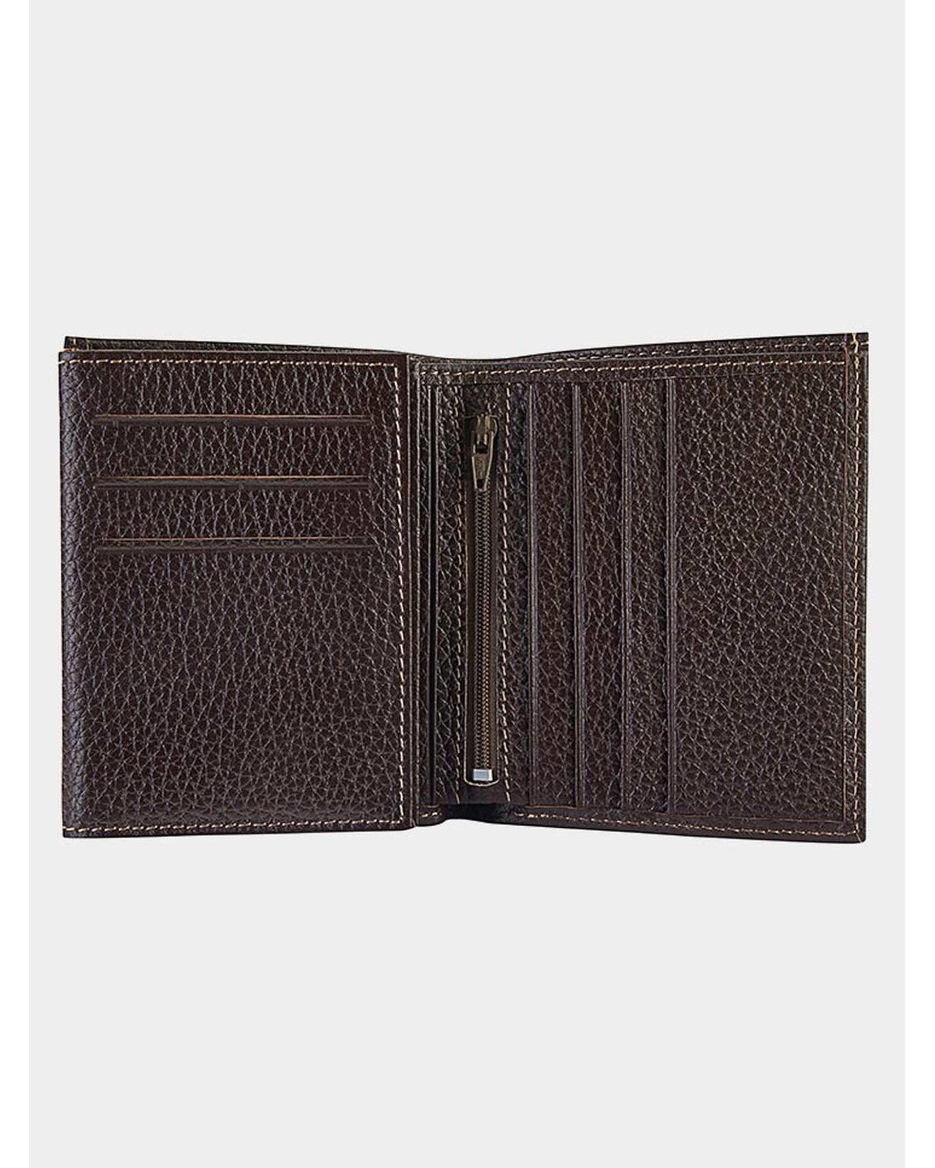 کیف پول چرم طبیعی قهوه ای نوین چرم Novin Leather مدل ثارمان PE2548