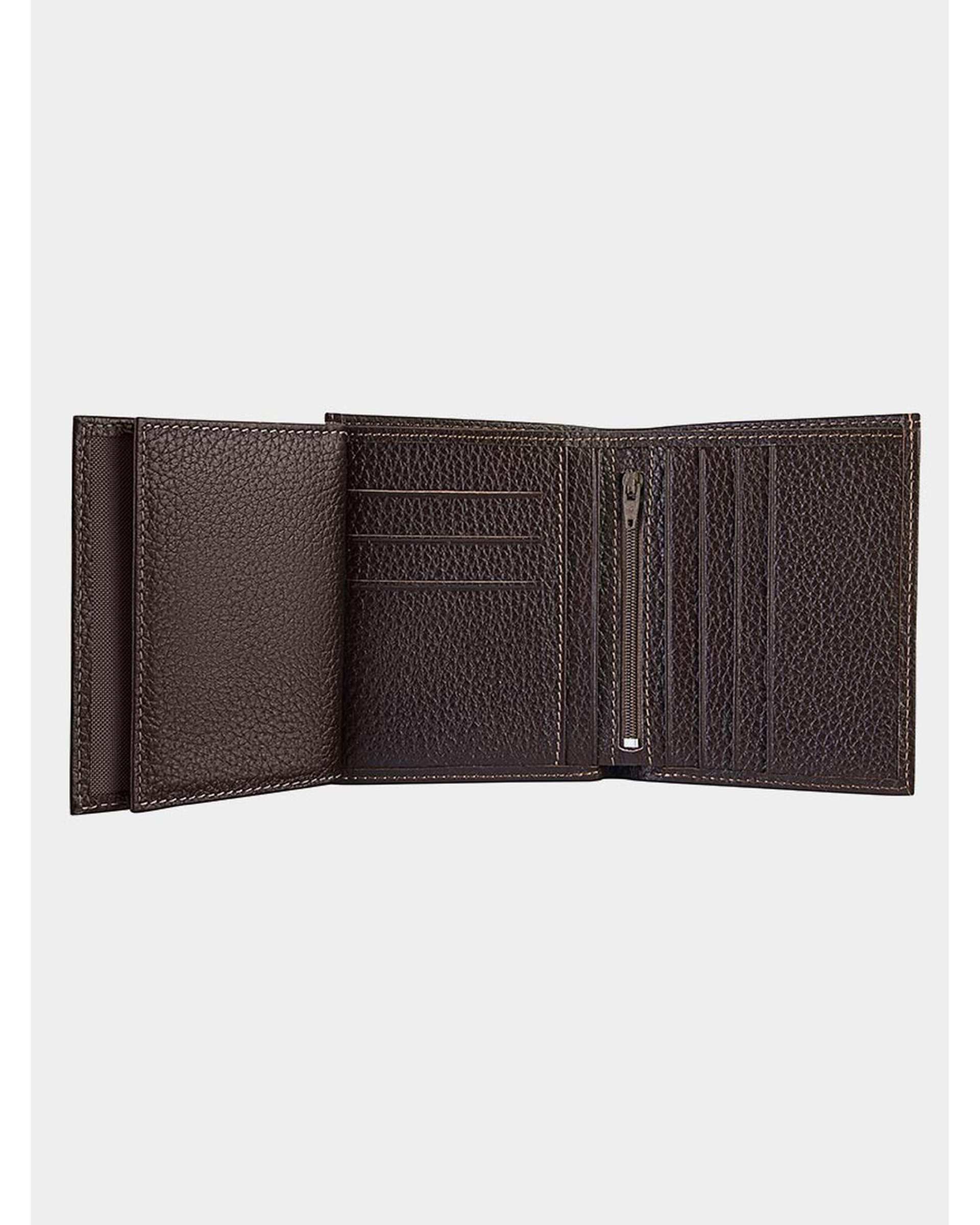 کیف پول چرم طبیعی قهوه ای نوین چرم Novin Leather مدل ثارمان PE2548