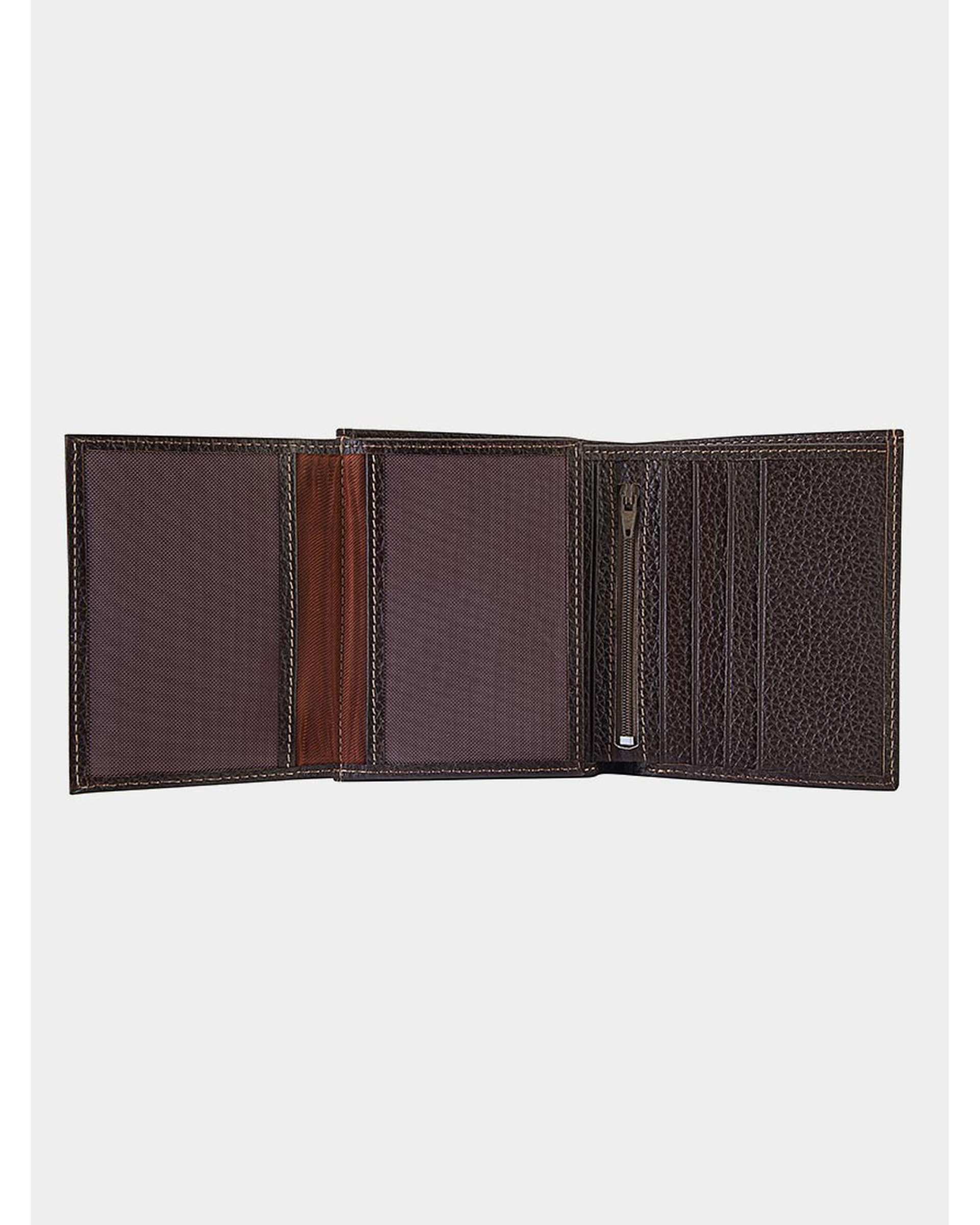 کیف پول چرم طبیعی قهوه ای نوین چرم Novin Leather مدل ثارمان PE2548