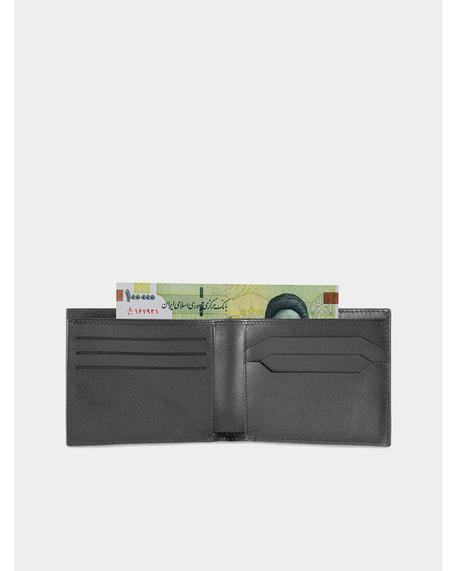 کیف پول چرم مشکی نوین چرم Novin Leather مدل آرتا PE2658