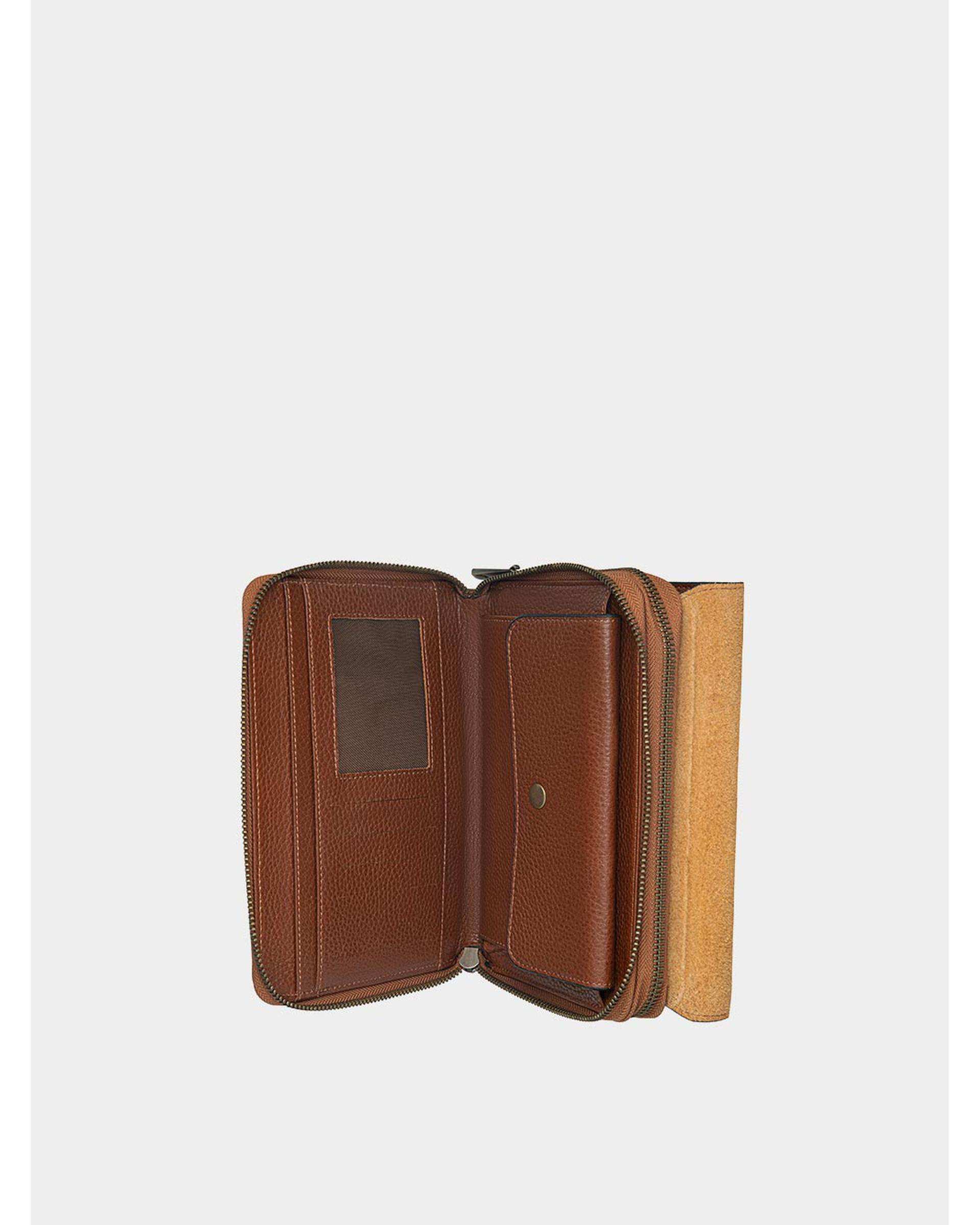 کیف پاسپورتی چرم مردانه عسلی نوین چرم Novin Leather مدل 935 WB3710