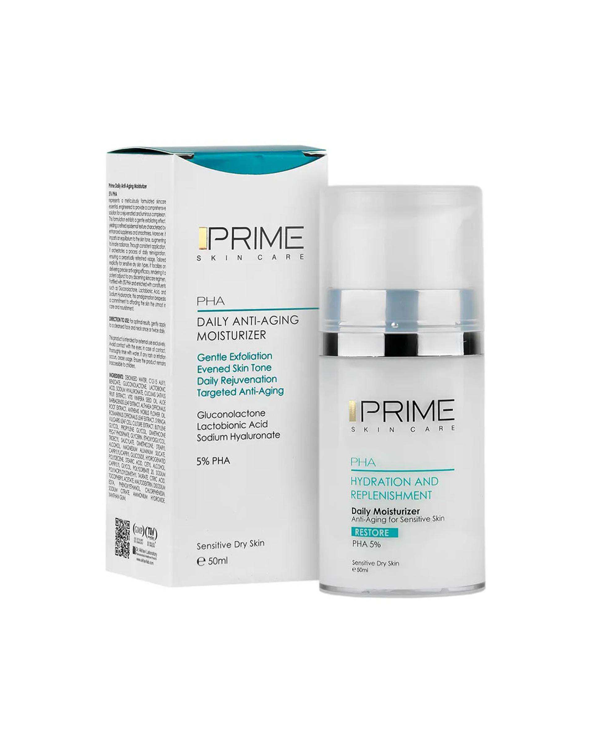کرم بازسازی کننده و آبرسان صورت پرایم Prime دارای PHA 5% حجم 50ml