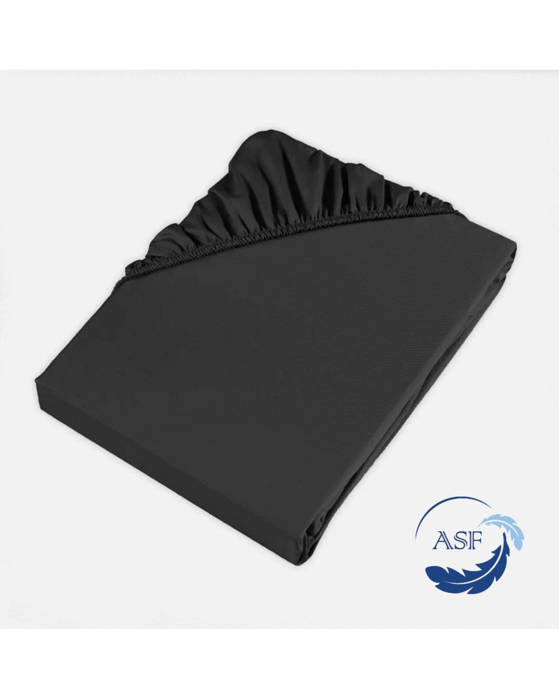 سرویس ملحفه و روبالشی یک نفره سه تکه عرض 90 مشکی ای اس اف ASF مدل MINIMALUX