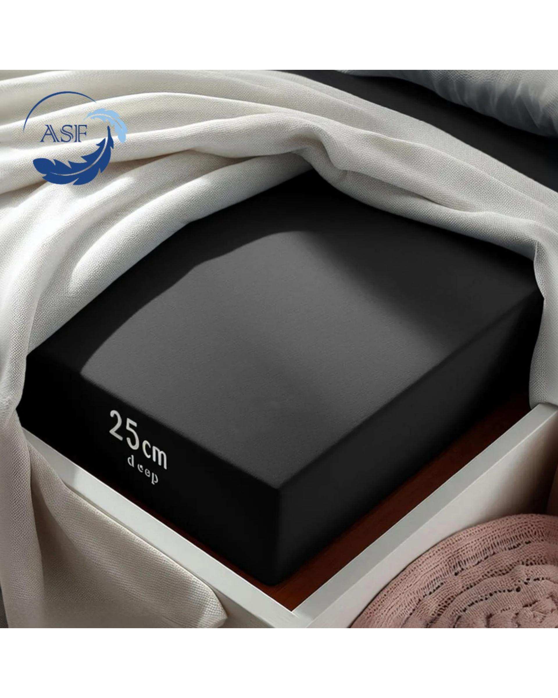 سرویس ملحفه و روبالشی یک نفره سه تکه عرض 90 مشکی ای اس اف ASF مدل MINIMALUX