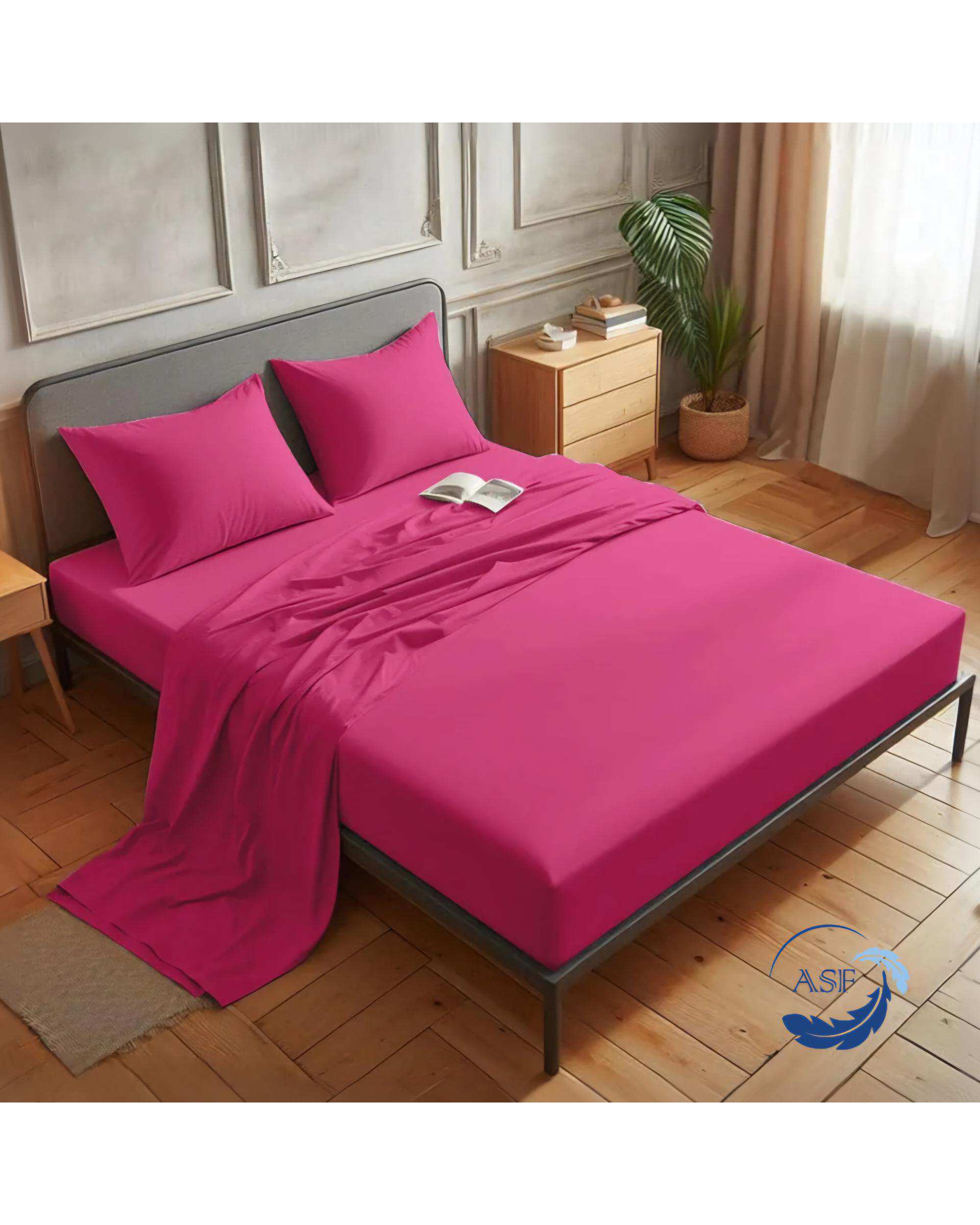 سرویس ملحفه و روبالشی یک نفره سه تکه عرض 90 سرخابی ای اس اف ASF مدل MINIMALUX