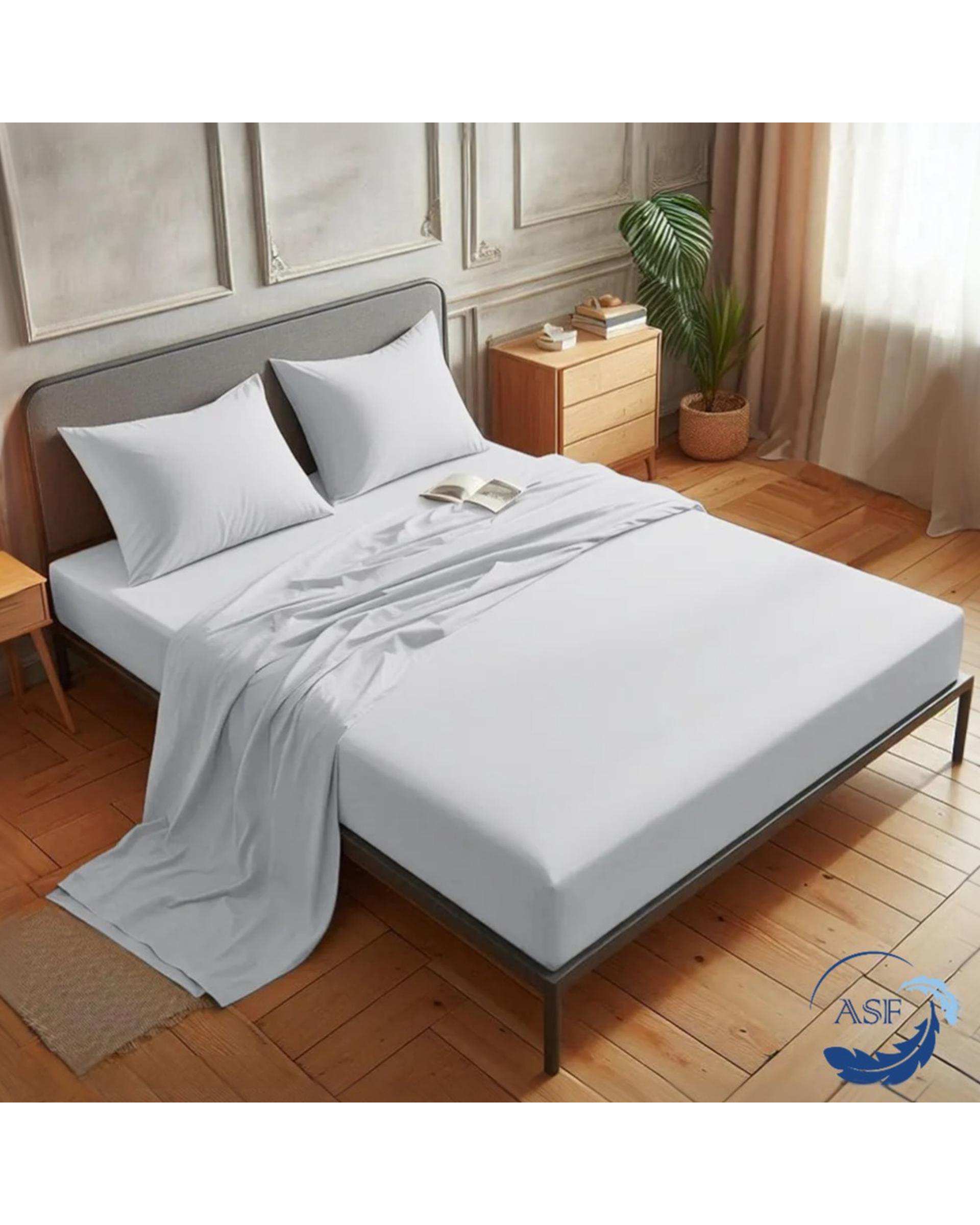 سرویس ملحفه و روبالشی یک نفره سه تکه عرض 120 نقره ای ای اس اف ASF مدل MINIMALUX