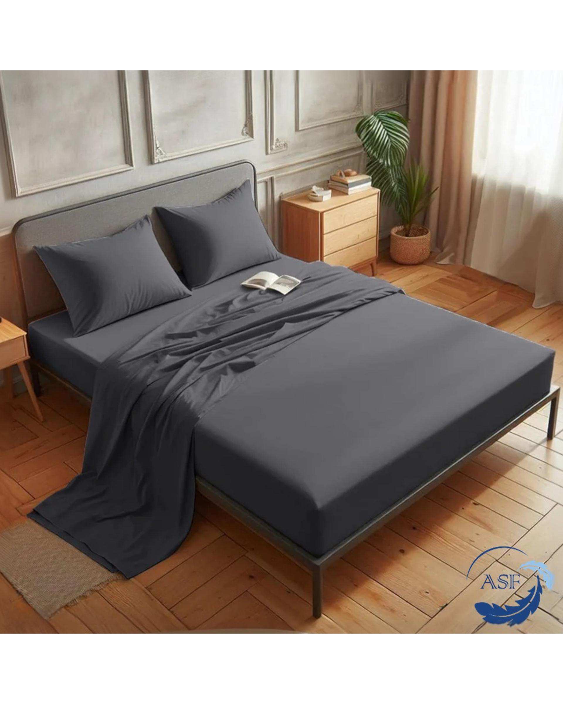 سرویس ملحفه و روبالشی یک نفره سه تکه عرض 120 طوسی ای اس اف ASF مدل MINIMALUX