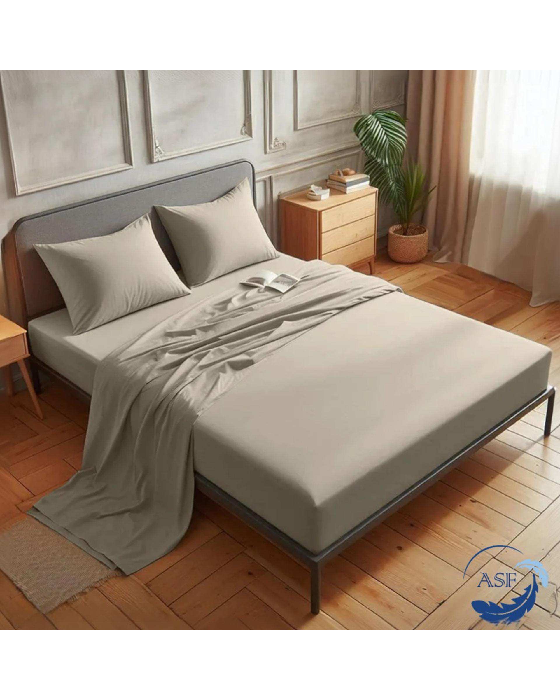 سرویس ملحفه و روبالشی یک نفره سه تکه عرض 120 کرم ای اس اف ASF مدل MINIMALUX