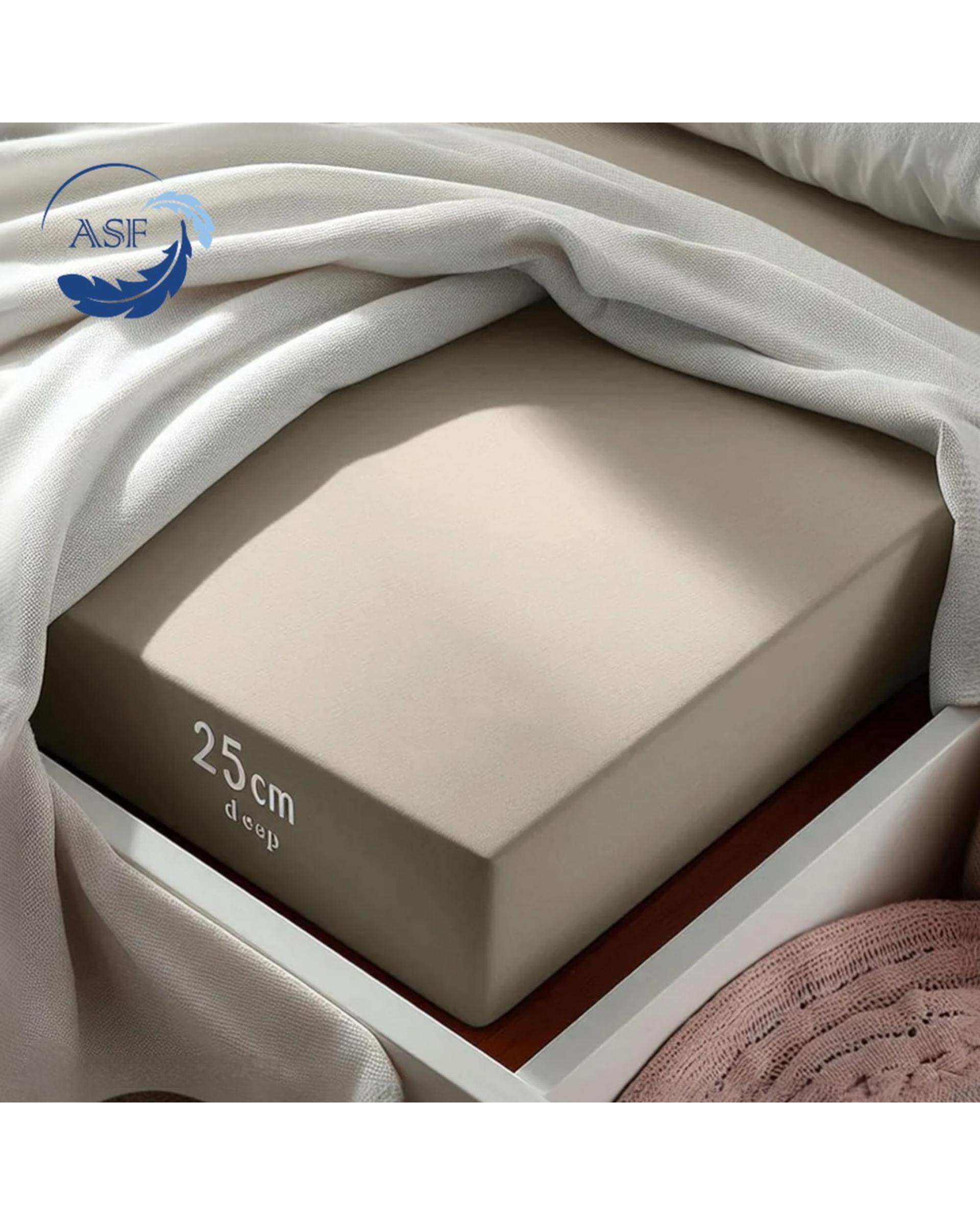 سرویس ملحفه و روبالشی دو نفره پنج تکه عرض 140 کرم ای اس اف ASF مدل MINIMALUX