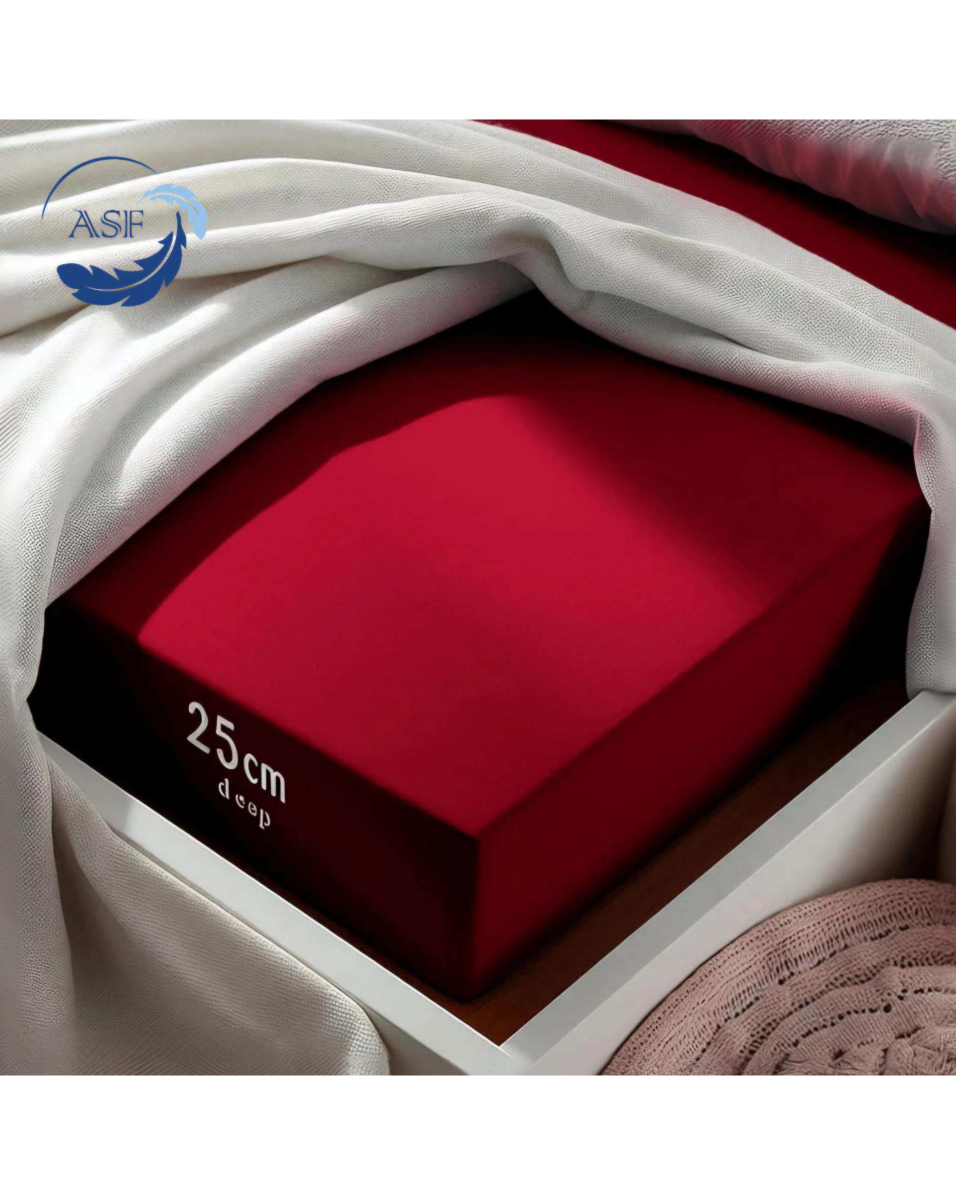 سرویس ملحفه و روبالشی دو نفره پنج تکه عرض 140 قرمز ای اس اف ASF مدل MINIMALUX