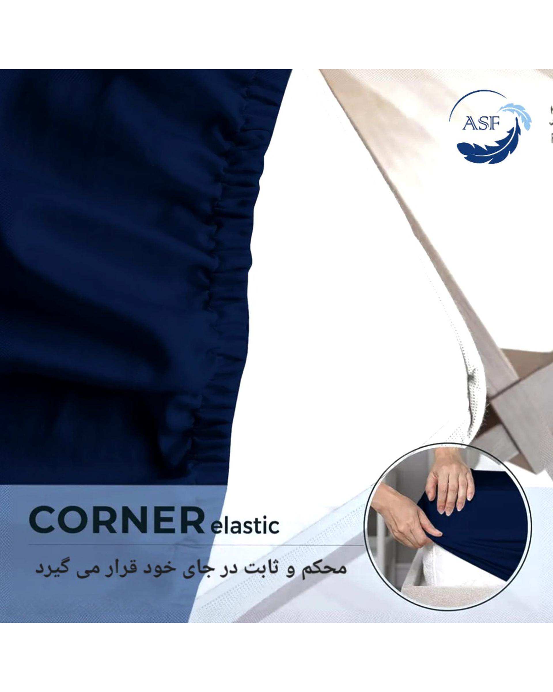 سرویس ملحفه و روبالشی دو نفره پنج تکه عرض 160 سرمه ای ای اس اف ASF مدل MINIMALUX