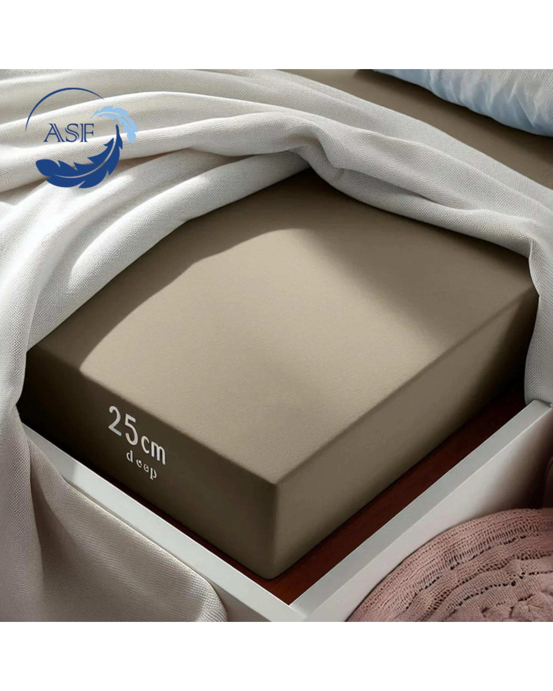 سرویس ملحفه و روبالشی دو نفره پنج تکه عرض 180 بژ ای اس اف ASF مدل MINIMALUX