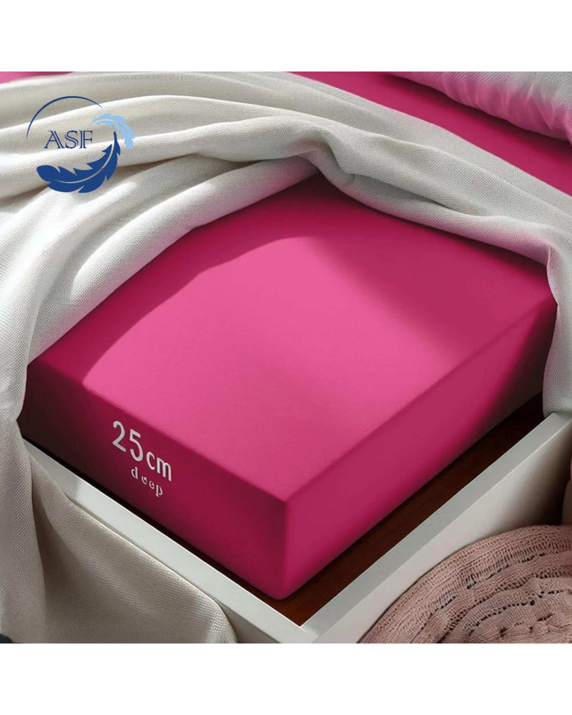 سرویس ملحفه و روبالشی دو نفره پنج تکه عرض 180 سرخابی ای اس اف ASF مدل MINIMALUX