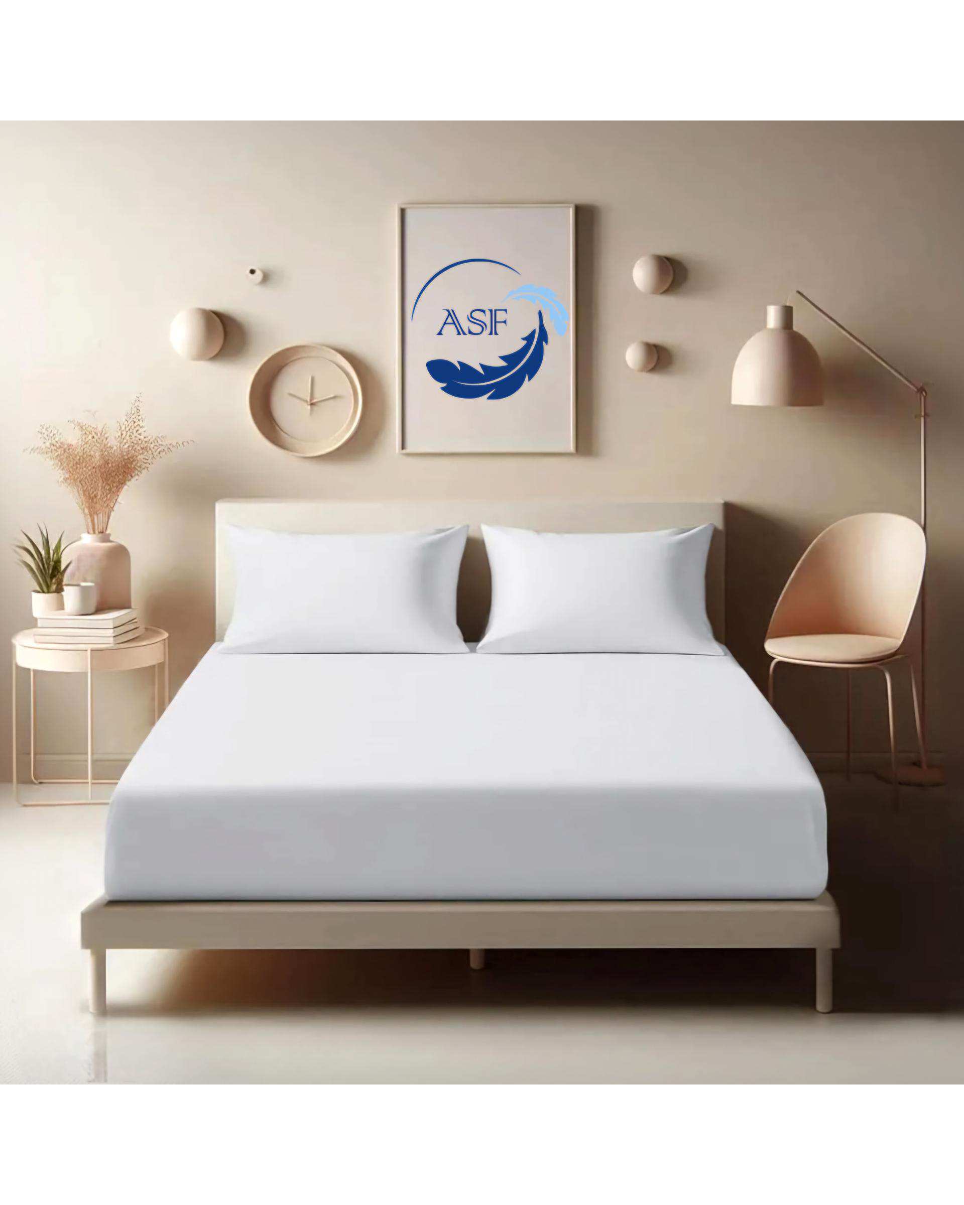 سرویس ملحفه و روبالشی دو نفره پنج تکه عرض 200 نقره ای ای اس اف ASF مدل MINIMALUX
