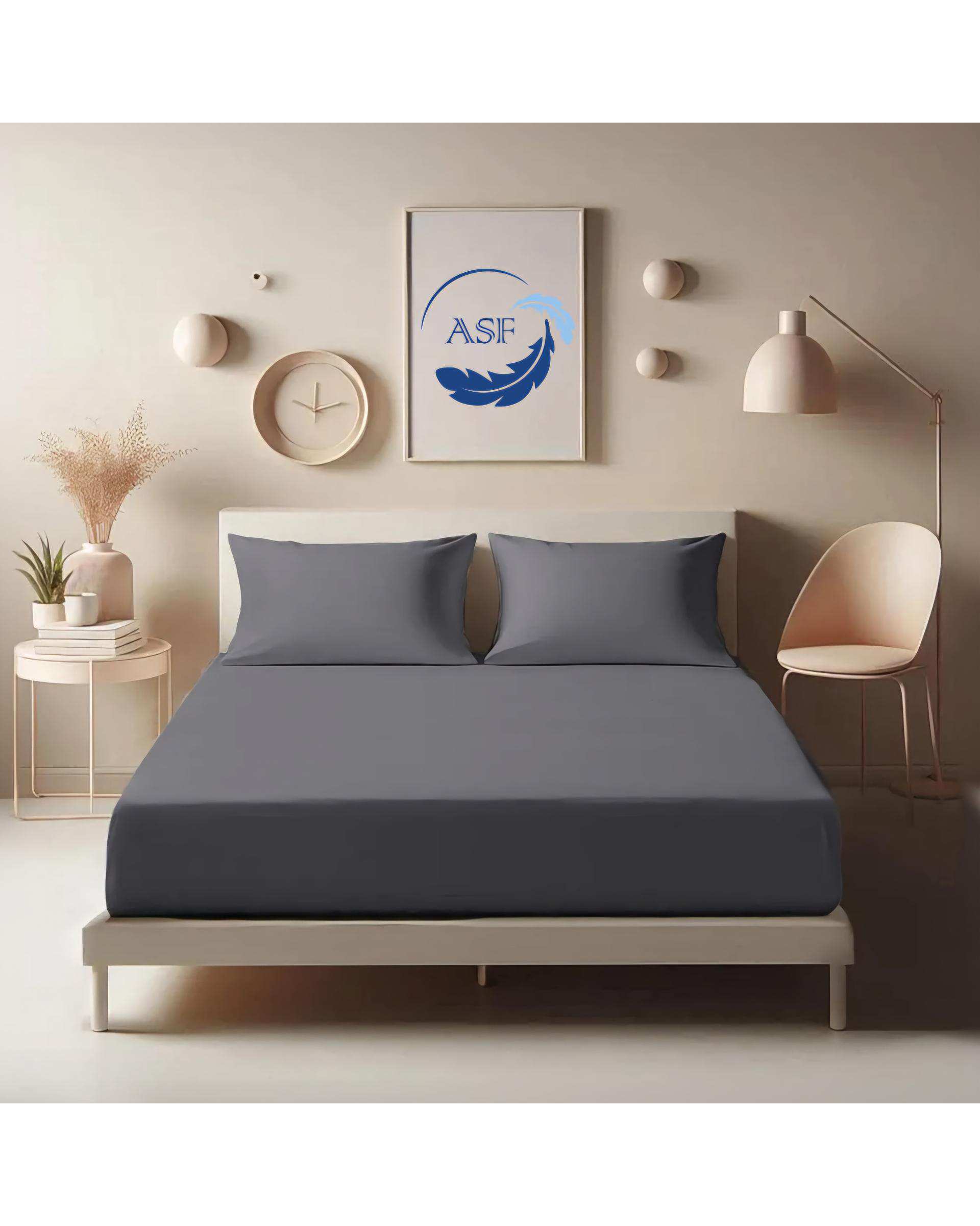 سرویس ملحفه و روبالشی دو نفره پنج تکه عرض 200 طوسی ای اس اف ASF مدل MINIMALUX