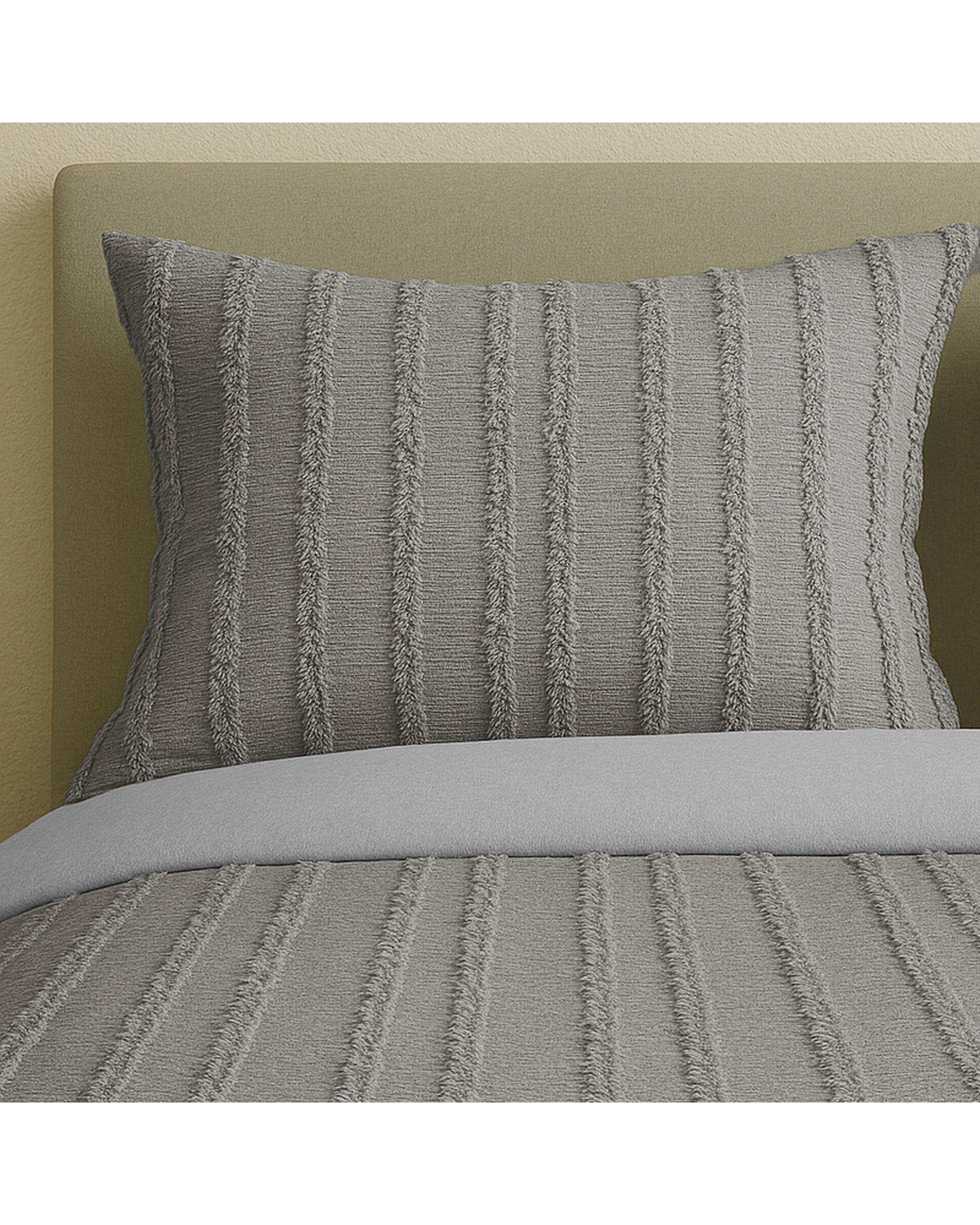 سرویس روتختی کاوری مینیمال دو نفره 8 تکه طوسی راه راه نوپه هوم Nopehome طرح برجسته کد C25