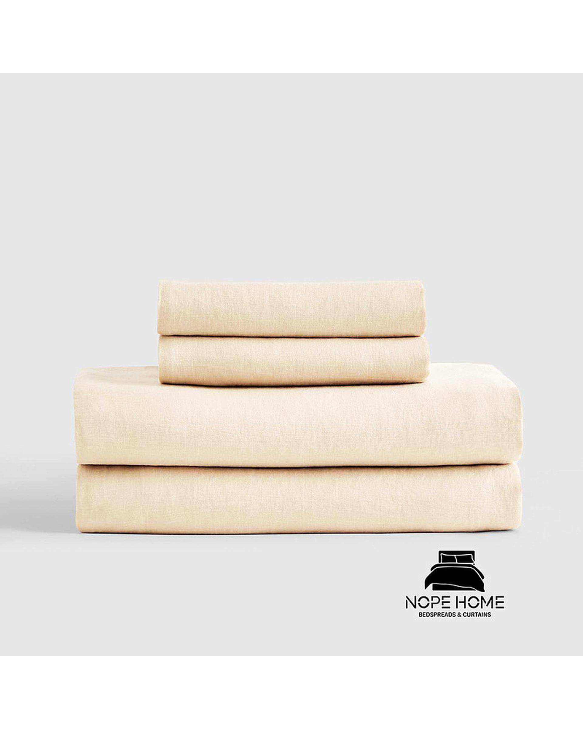 سرویس روتختی کاوری پینترستی یک نفره 3 تکه کرم نوپه هوم Nopehome کد LE02