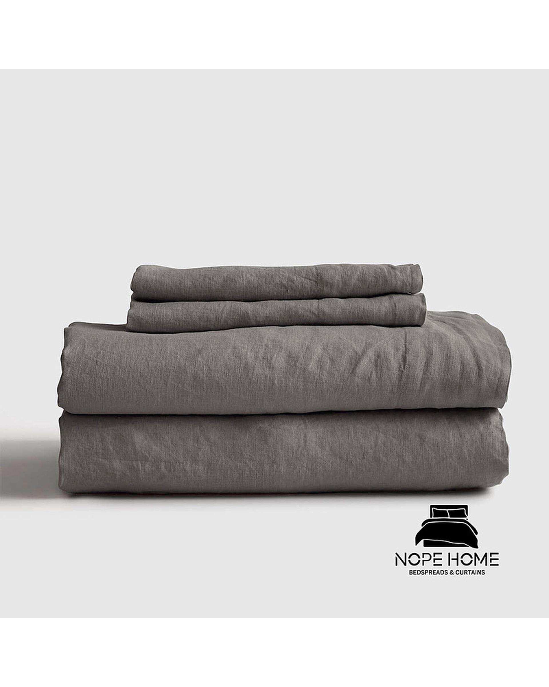 سرویس روتختی کاوری پینترستی نخ پنبه یک نفره 3 تکه طوسی تیره نوپه هوم Nopehome کد LE07