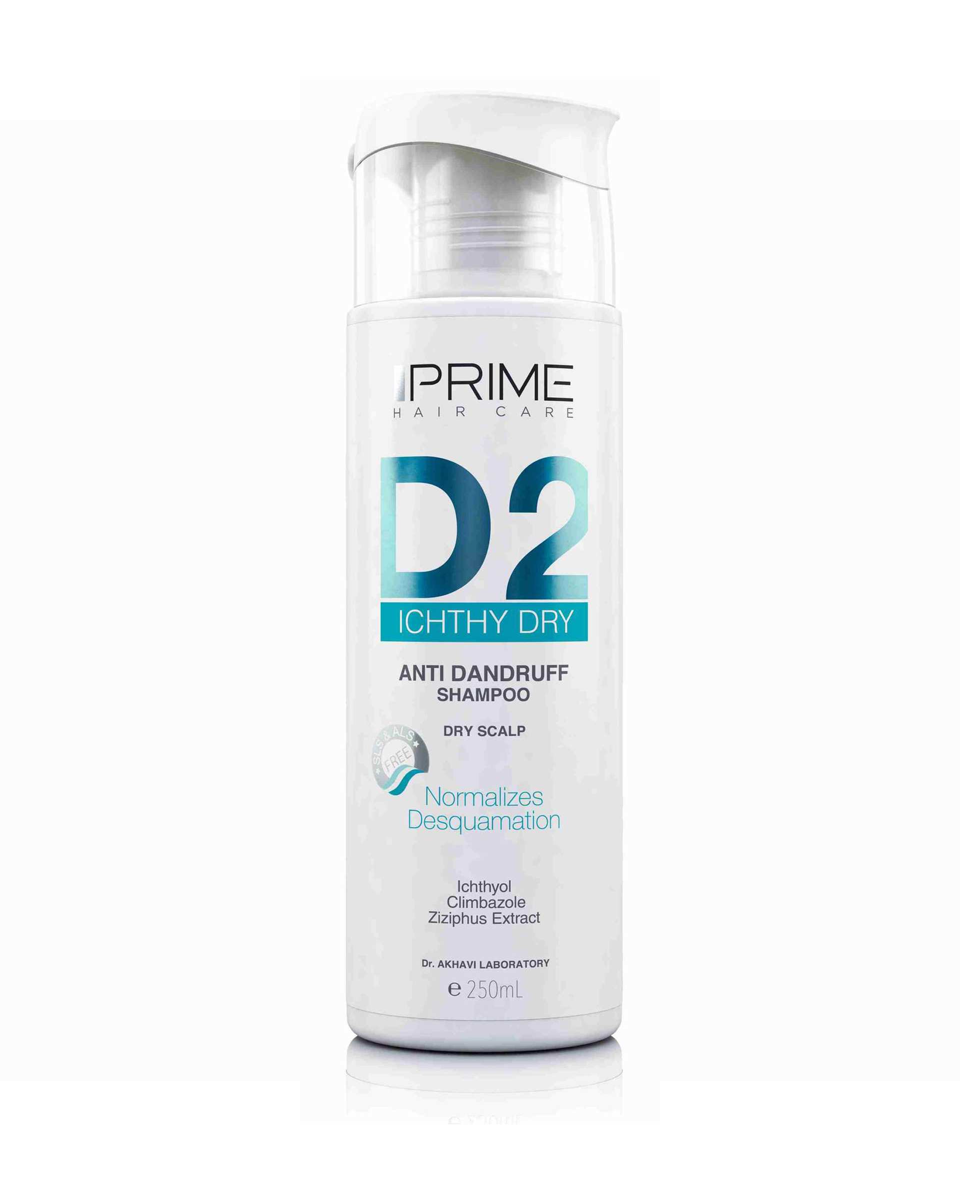 شامپو ضد شوره خشک پرایم Prime مدل D2 حجم 250ml