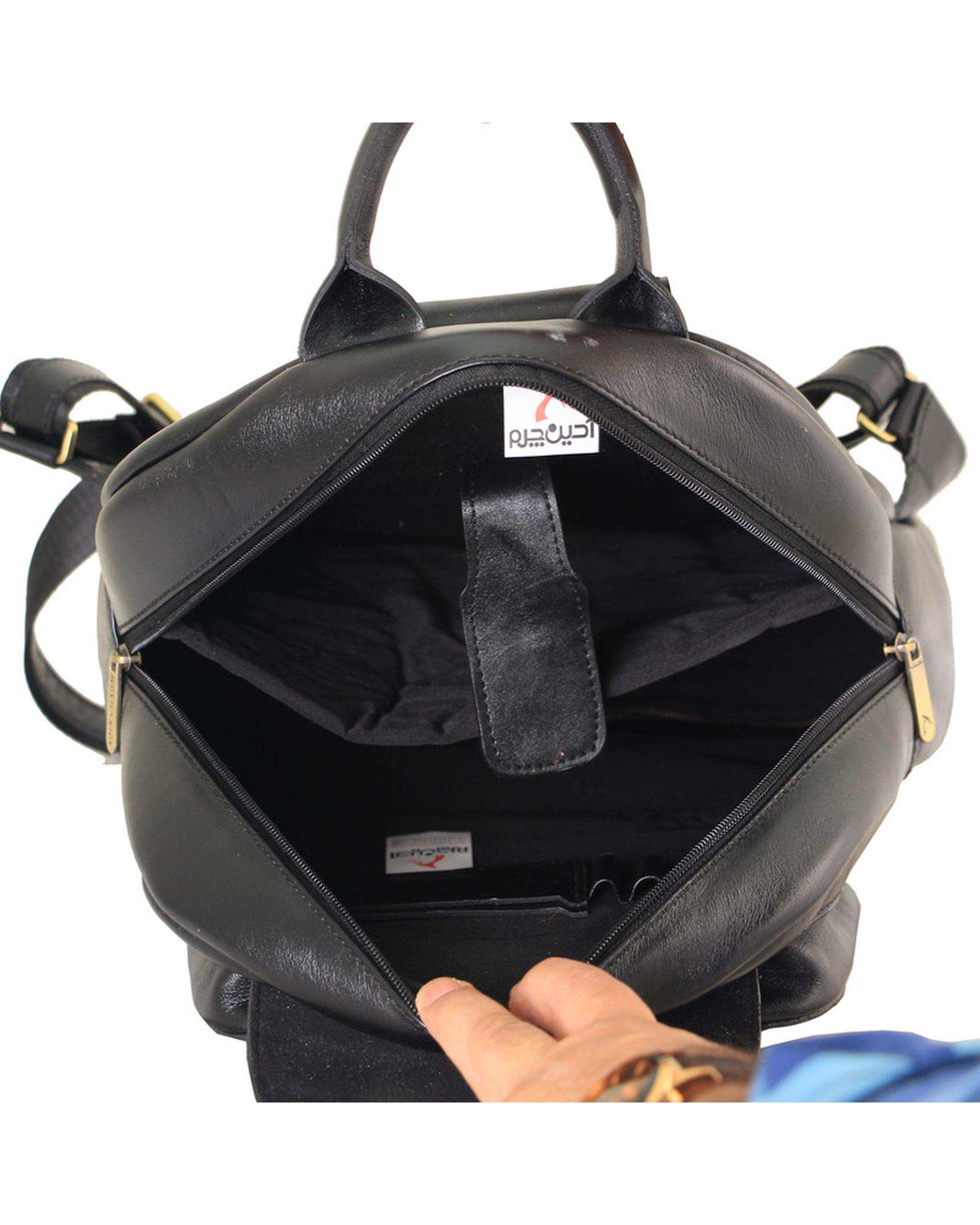 کوله پشتی چرم زنانه مشکی چرم بارز Charm Barez مدل DZ60