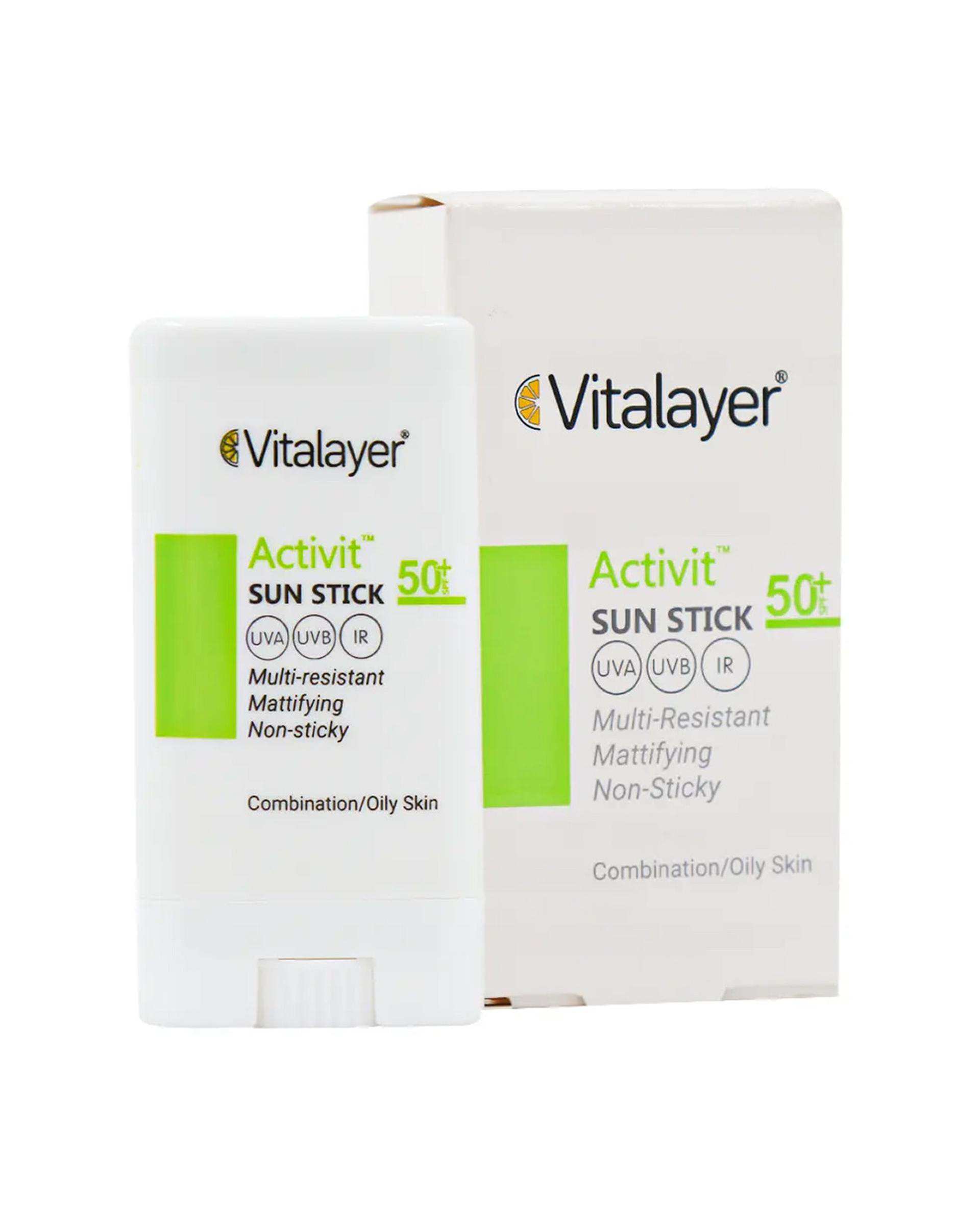 ضد آفتاب استیکی SPF50 ویتالیر Vitalayer مدل Activit مناسب پوست چرب و مختلط وزن 15 گرم
