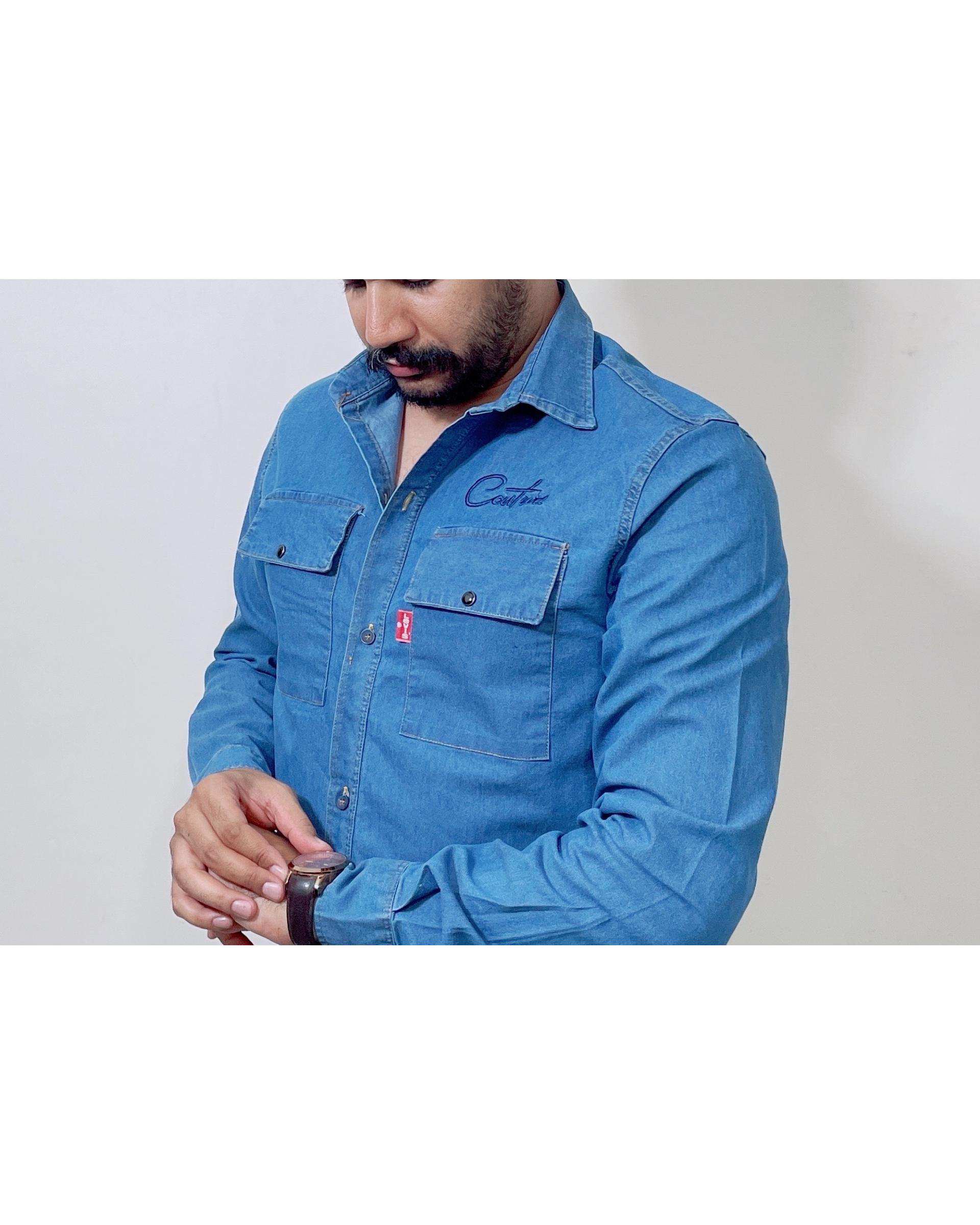 پیراهن جین مردانه آبی دیورسو Diverso کد 4753