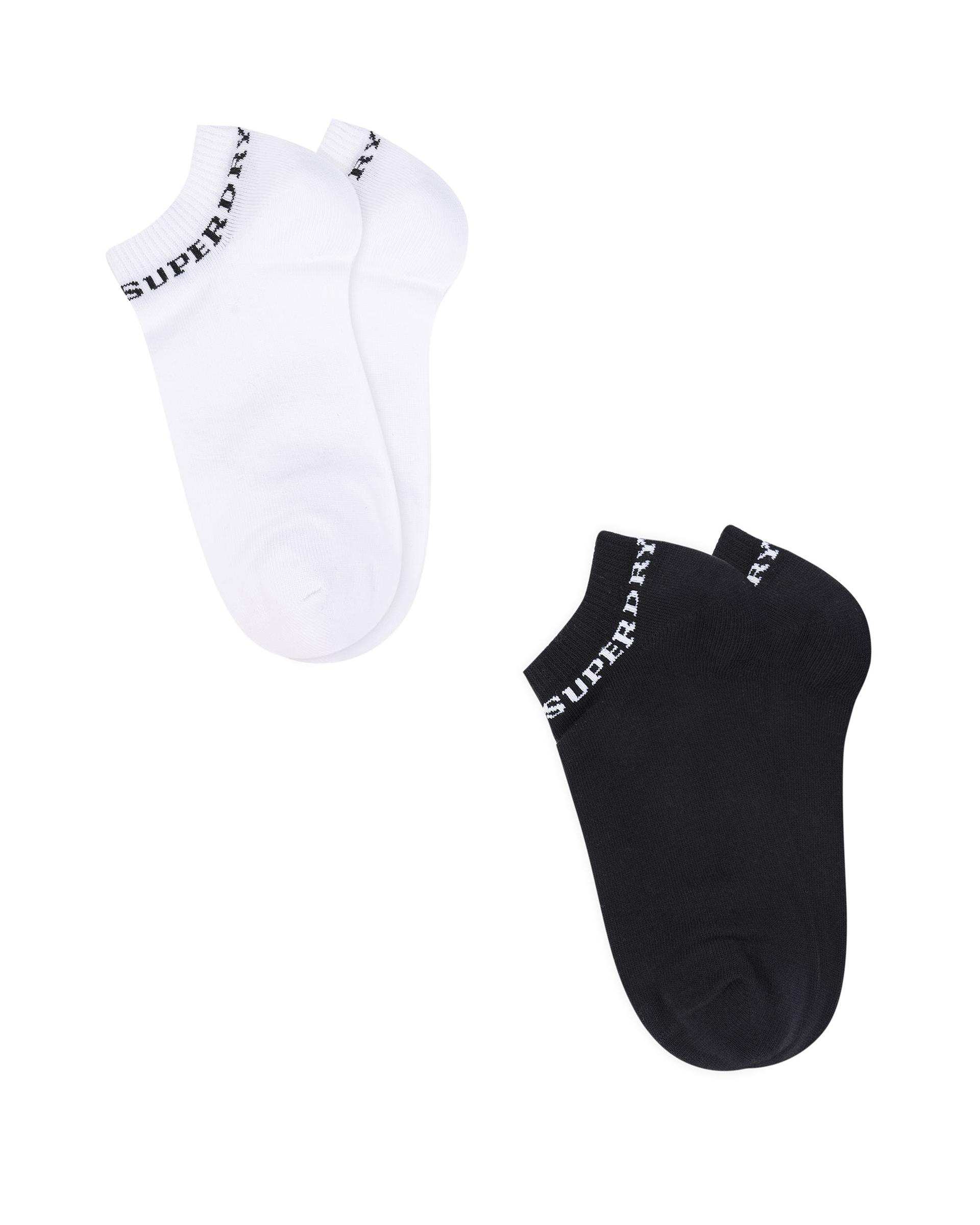 جوراب زنانه ساق کوتاه سفید مشکی سوپردرای Superdry کد W29S55302C بسته دو عددی