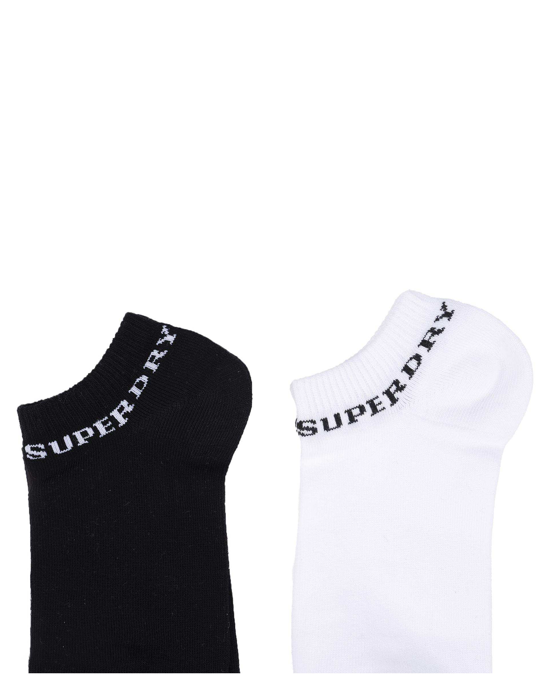 جوراب زنانه ساق کوتاه سفید مشکی سوپردرای Superdry کد W29S55302C بسته دو عددی