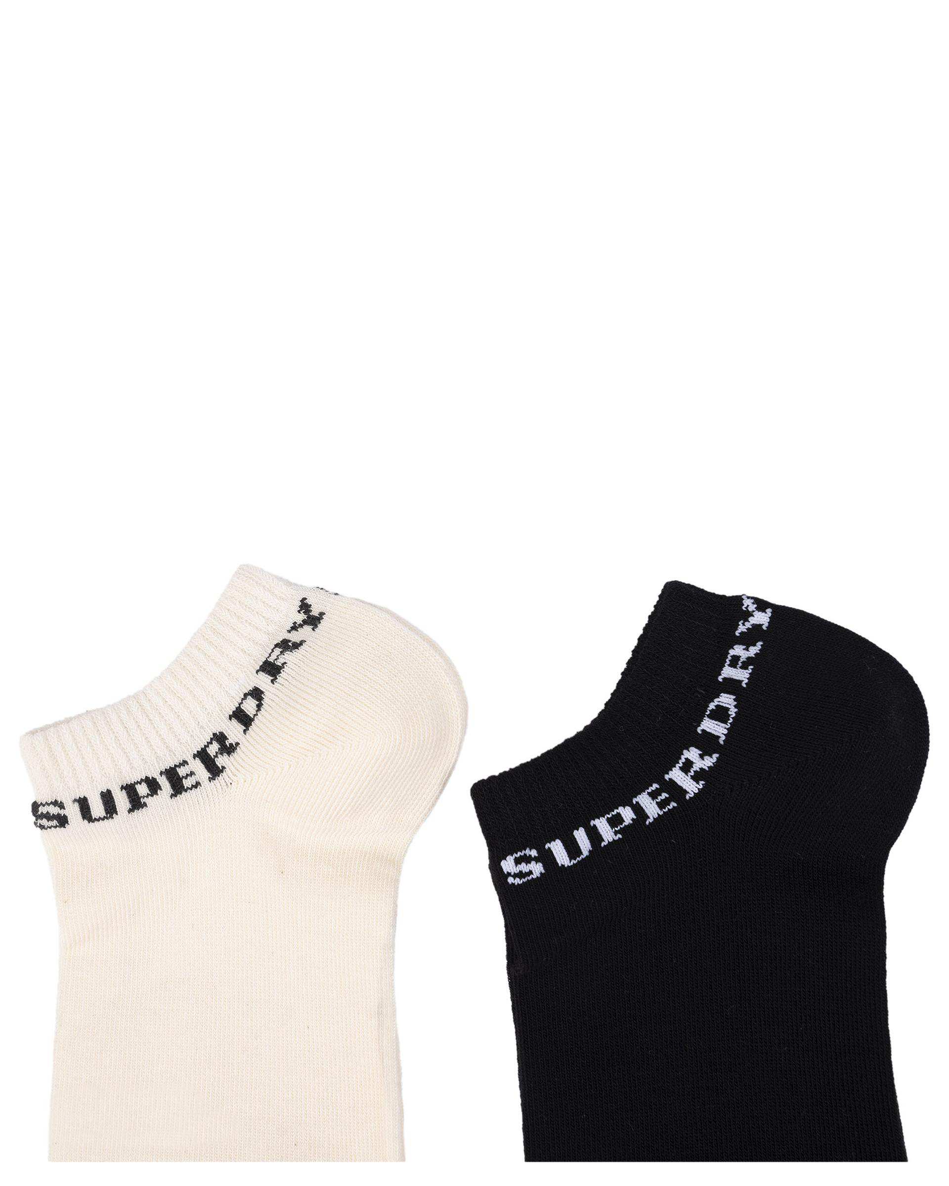 جوراب زنانه ساق کوتاه مشکی کرم سوپردرای Superdry کد W29S55302C بسته دو عددی