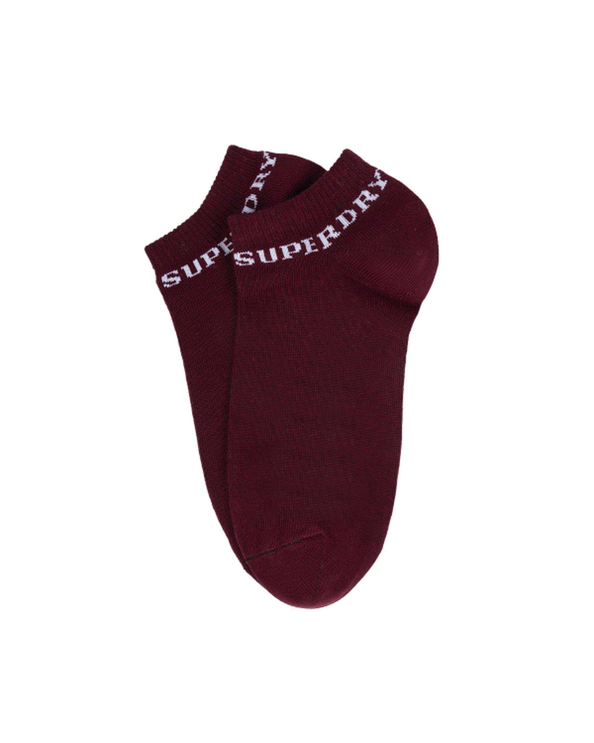 جوراب زنانه ساق کوتاه سفید زرشکی سوپردرای Superdry کد W29S55302C بسته دو عددی
