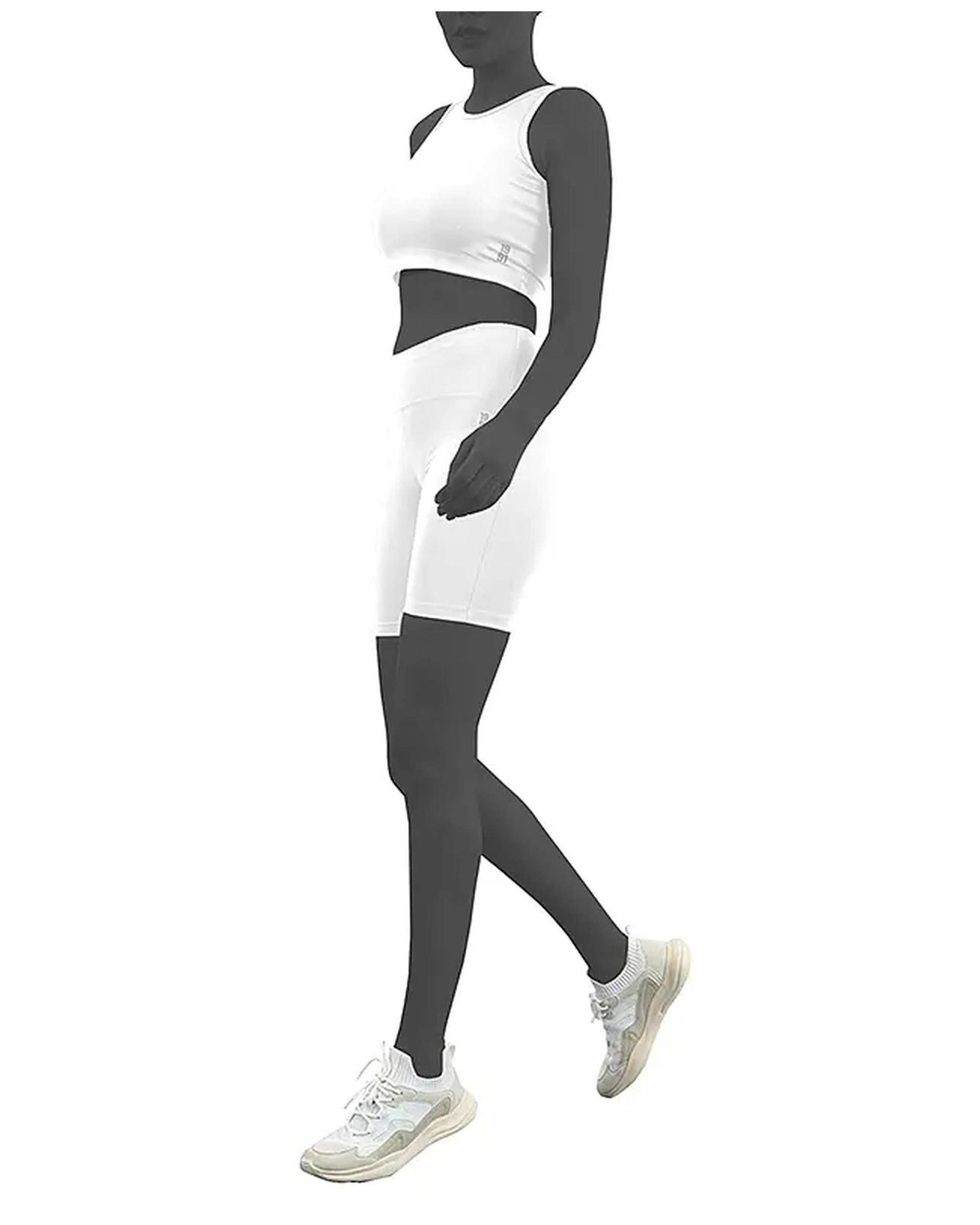 ست تاپ کراپ و شلوارک ورزشی زنانه سفید نوزده نود و یک 1991 مدل ST1925 W