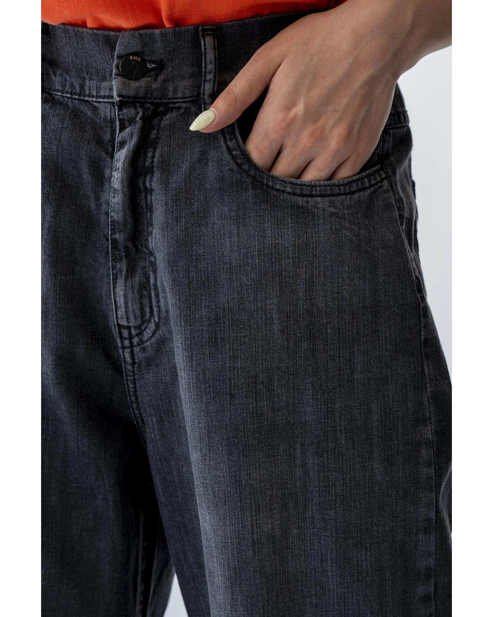 شلوار جین زنانه نیم بگ طوسی آر ان اس RNS کد 11042459