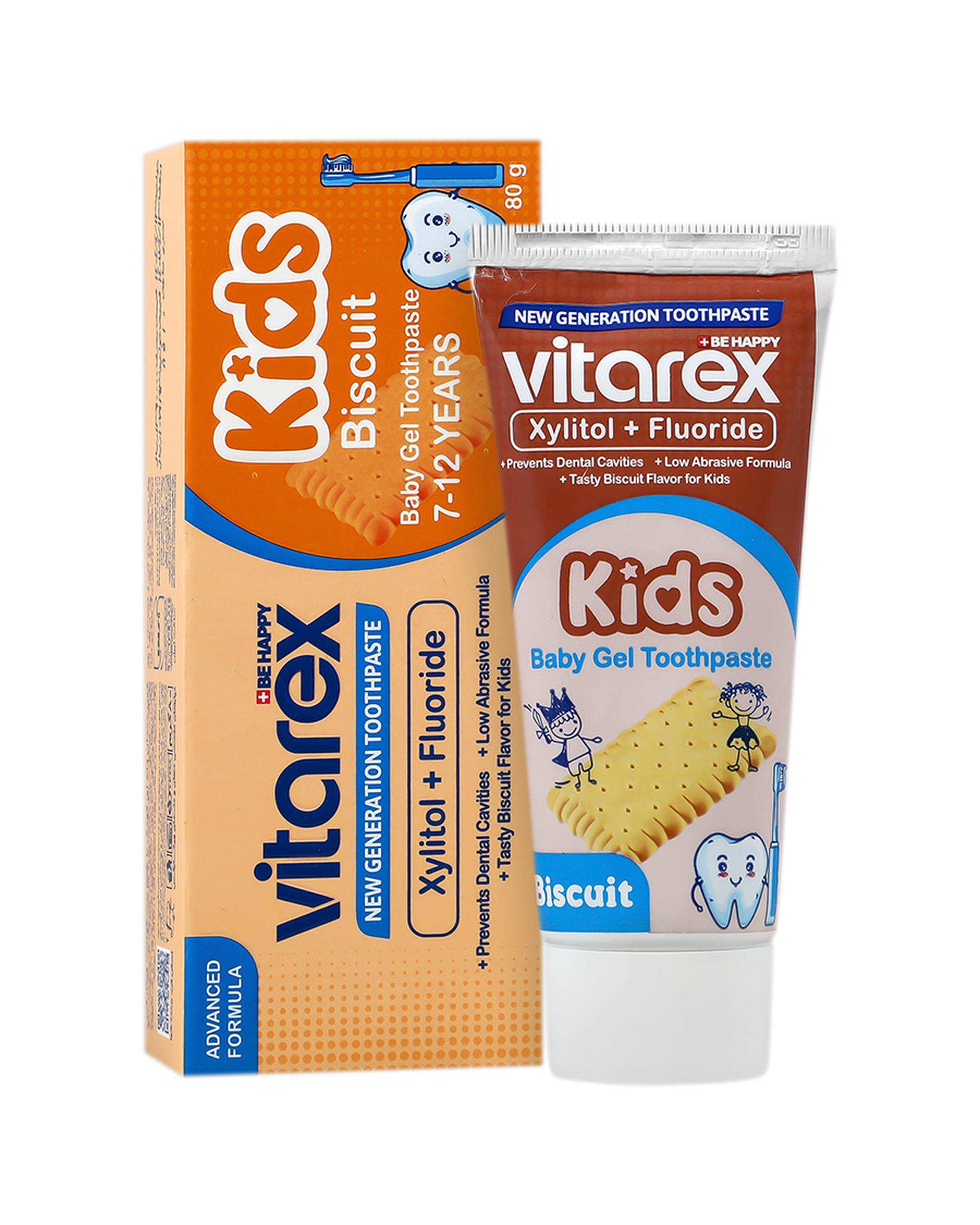 خمیر دندان ژله ای کودک ویتارکس Vitarex با طعم بیسکویت 80 گرم