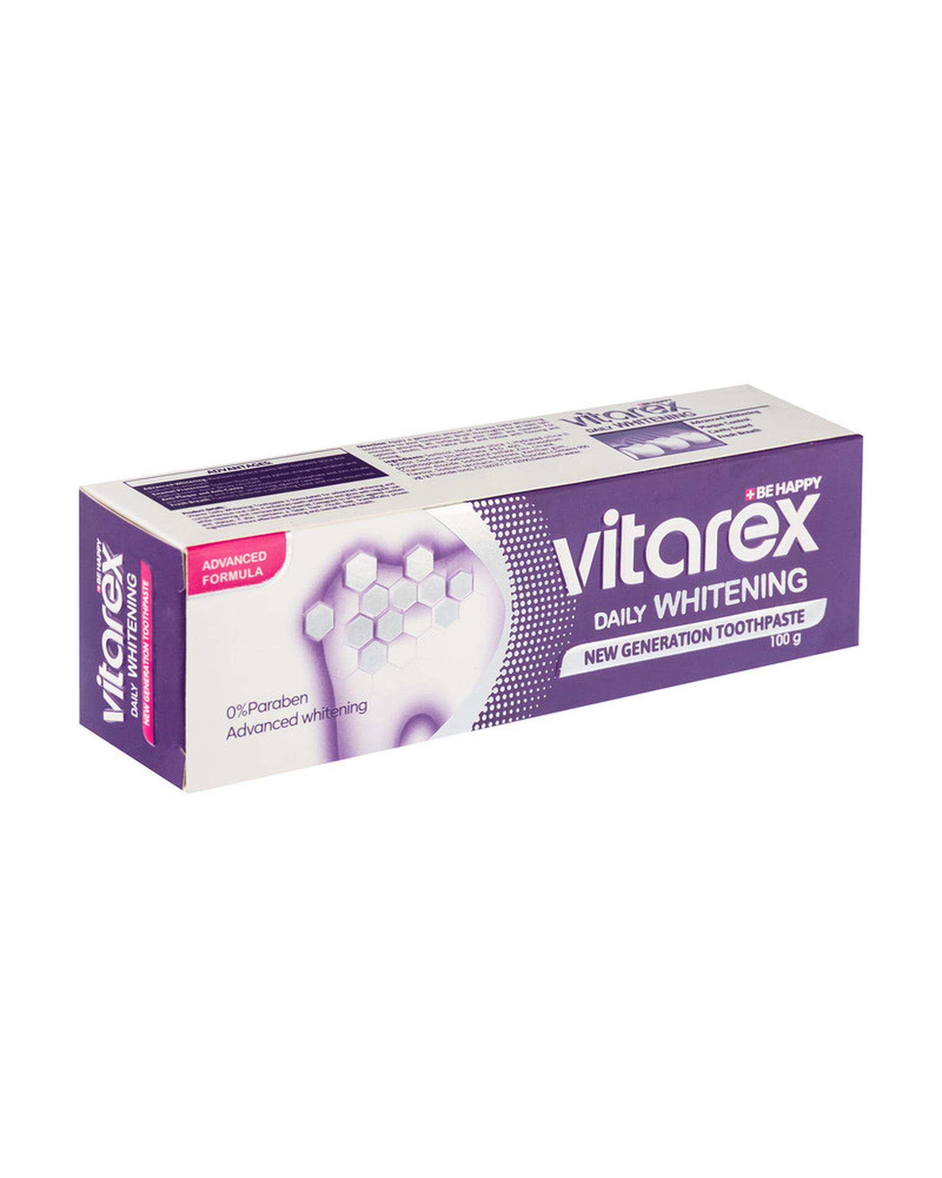 خمیر دندان سفید کننده روزانه ویتارکس Vitarex مدل Daily Whitening وزن 100 گرم